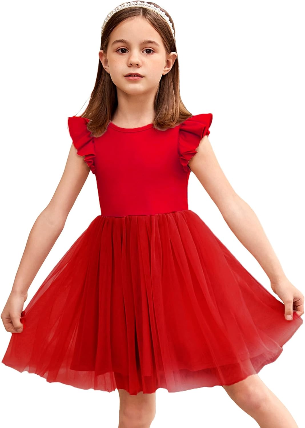 Arshiner Girls' Dresses Toddler Tulle Dress Flying Sleeves Princess Dress Festiv...