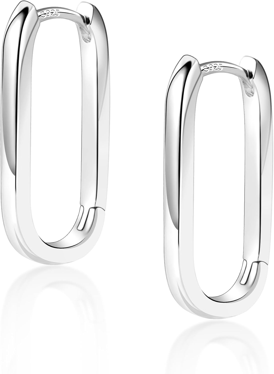 925 Sterling Silver Hoop Earrings for Women Trendy Small Square Hypoallergenic 1...