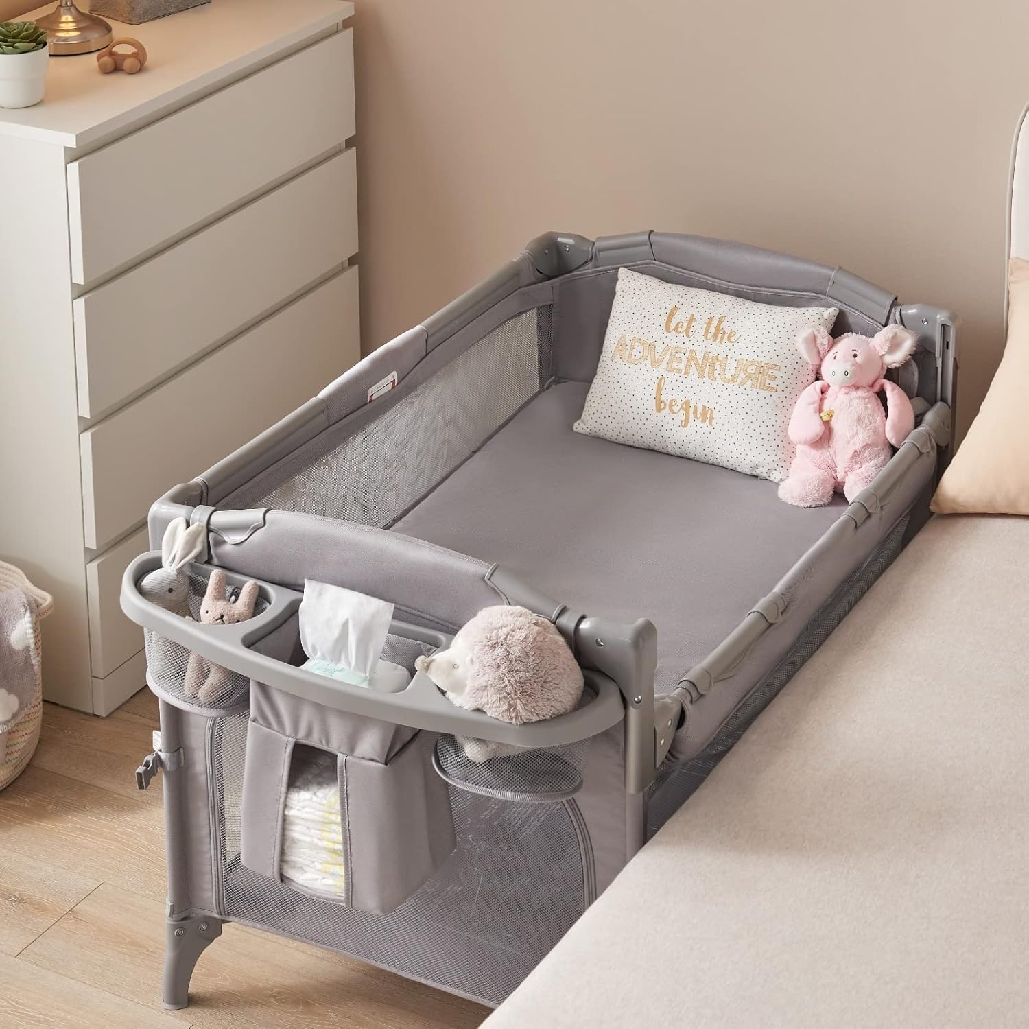 BEKA 4 in 1 Baby Bassinet Bedside Sleeper, Baby Bedside Crib 4 Functions, Bedsid...