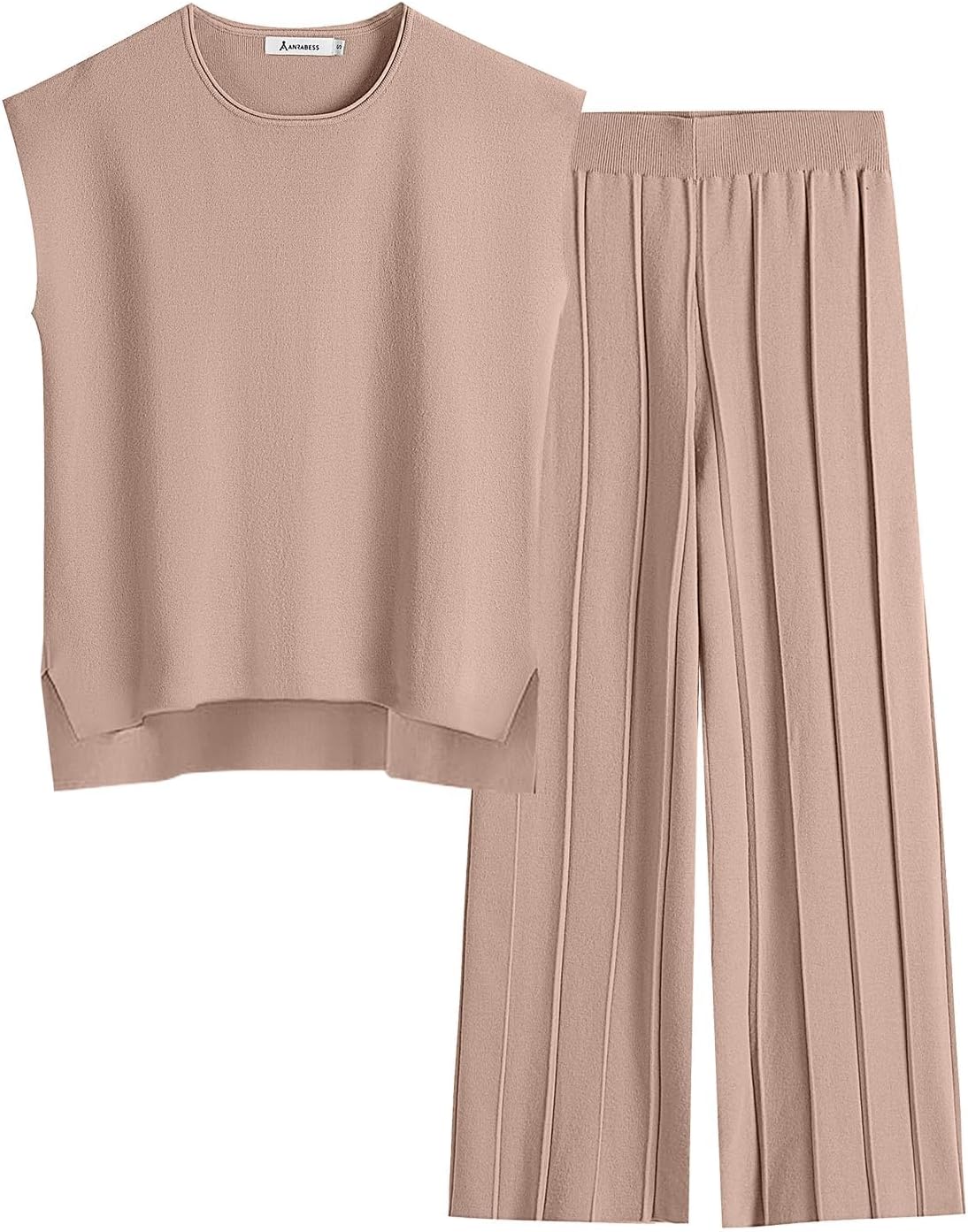 ANRABESS Women 2 Piece Outfits Casual Summer Sleeveless Tops Knit Pants Sweater...