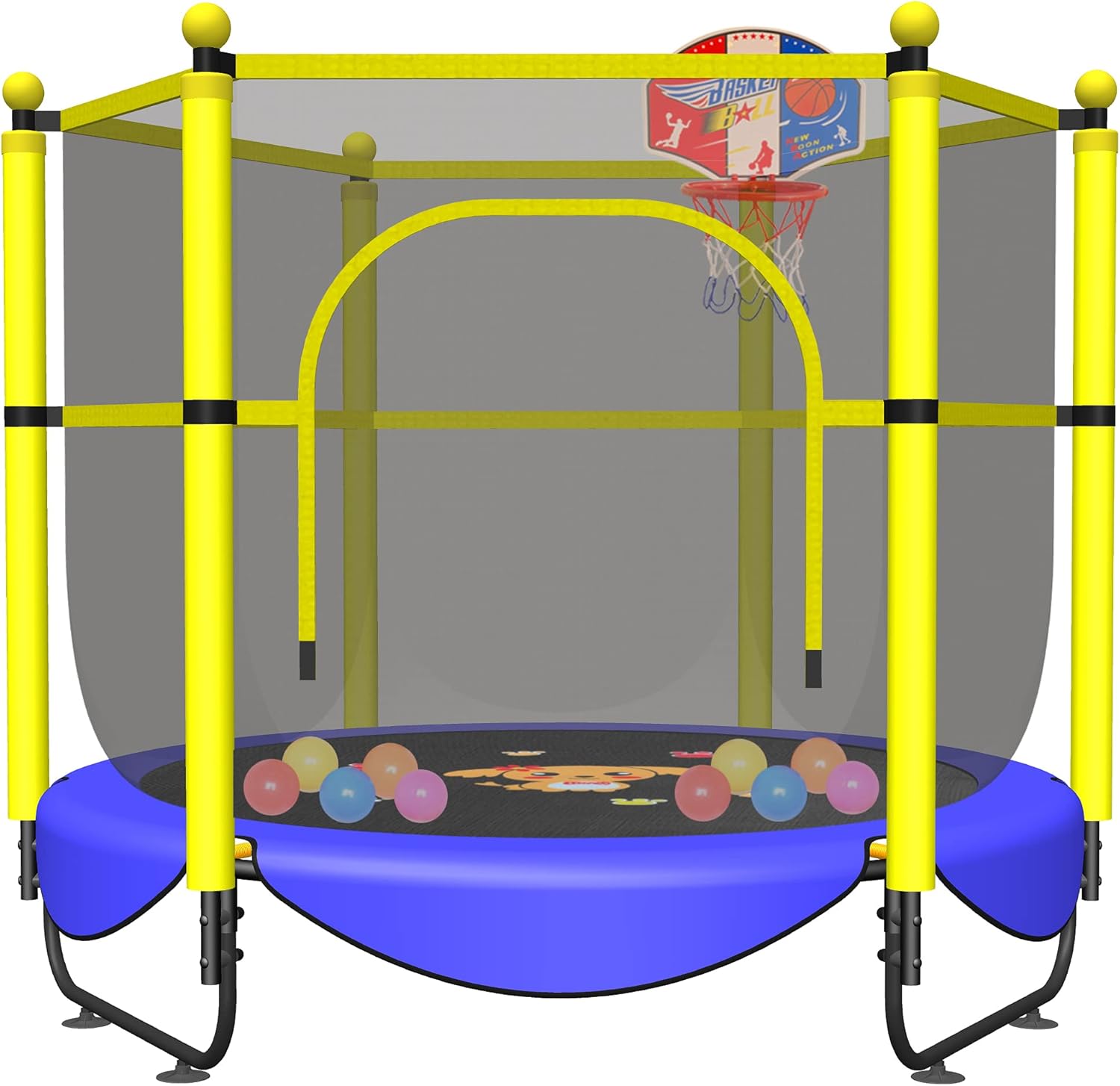 60" Trampoline for Kids, 5 FT Indoor & Outdoor Small Toddler Trampoline with Bas...