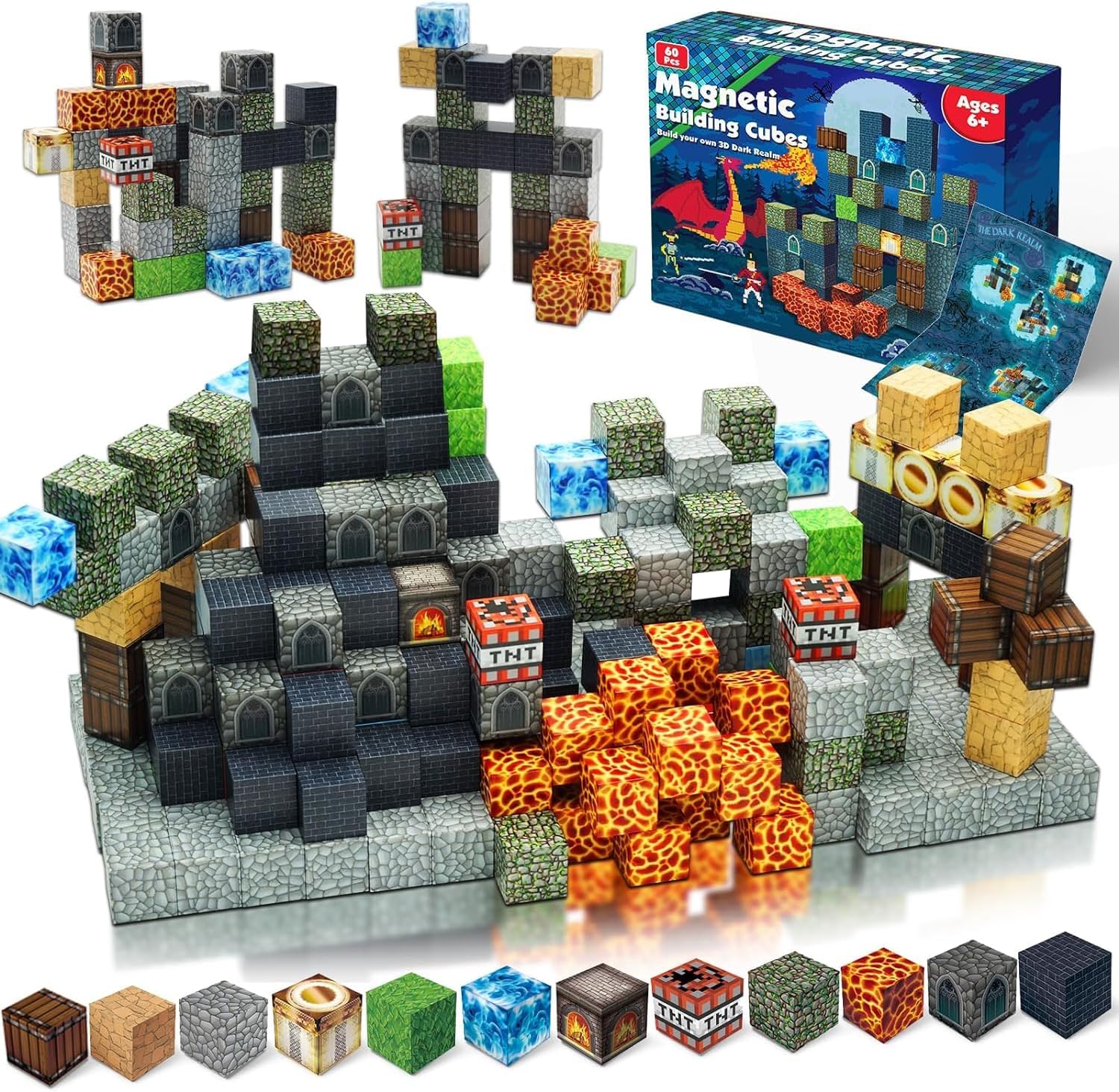 Goody King Magnetic Blocks for Toddlers Toys, Build Magnetic Dark Castle Set - M...