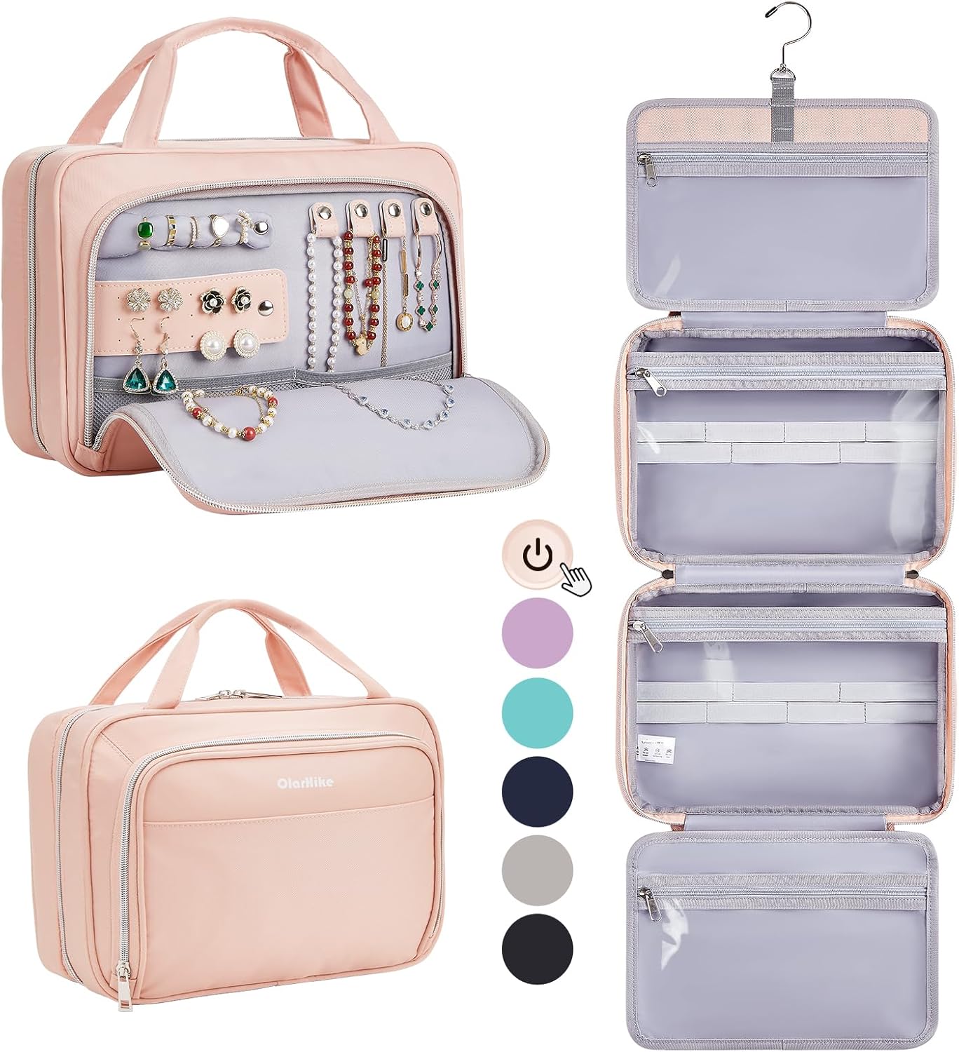 OlarHike Toiletry Bag,Large Size Waterproof Hanging Bags, Makeup Jewelry 3 in 1...