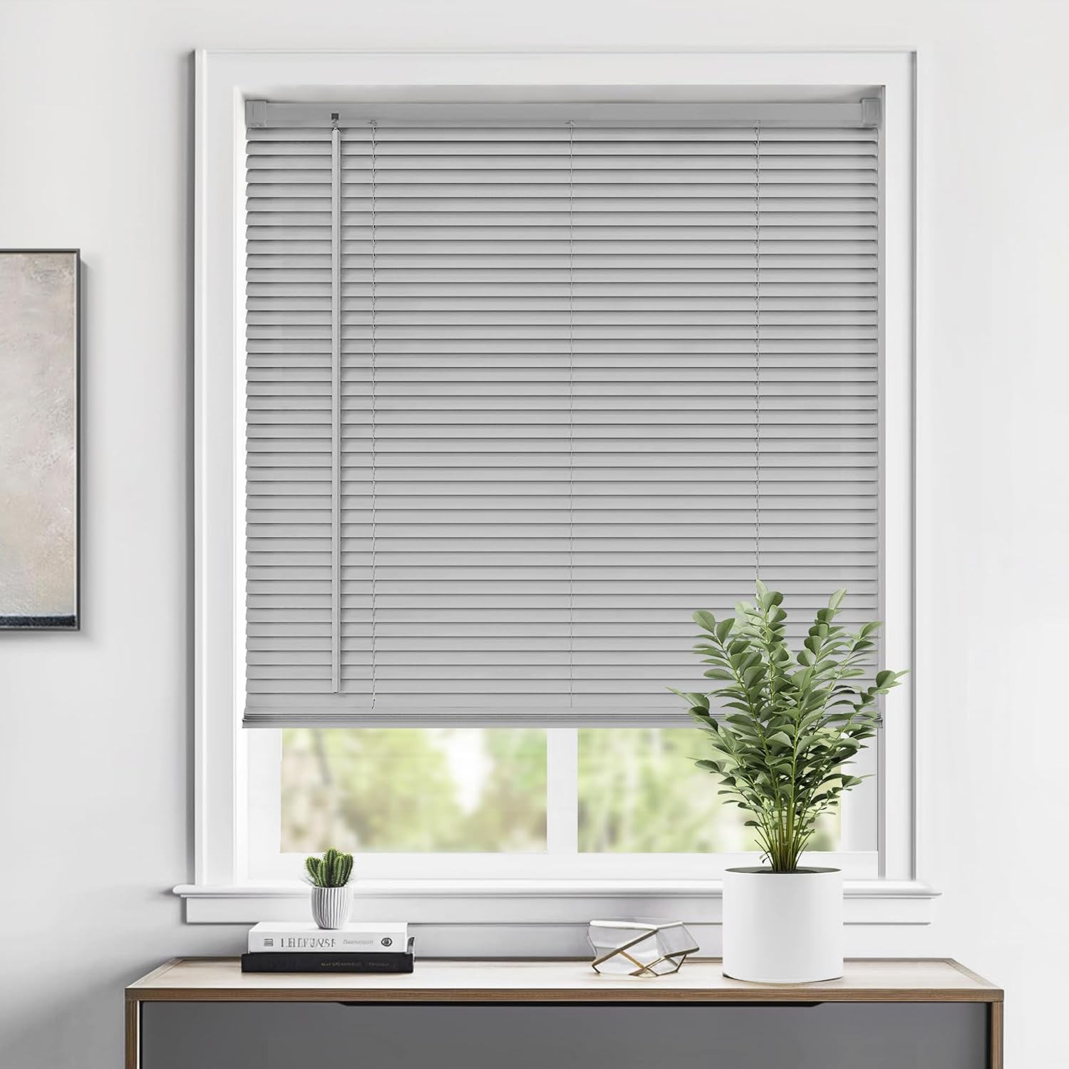 LazBlinds Cordless 1" Vinyl Horizontal Mini Blinds, Light Filtering Blinds for W...