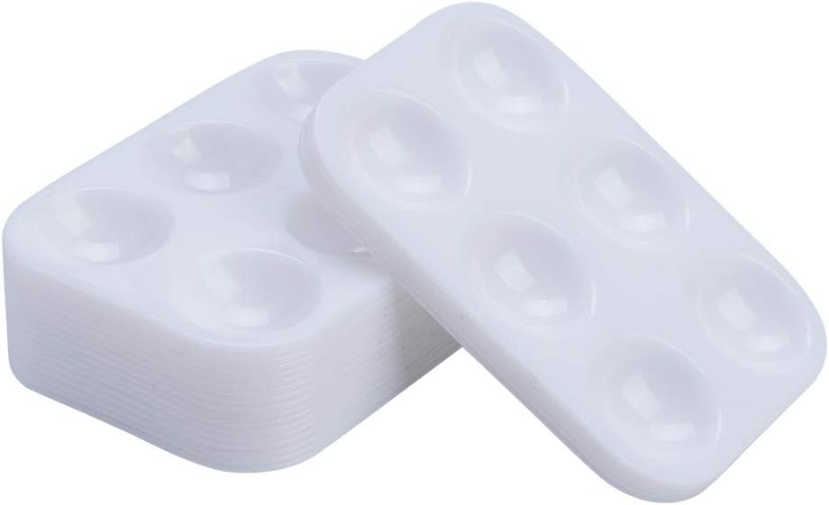30 PCS White Plastic Paint Palettes 6 Well Rectangular Watercolor Palette Painti...