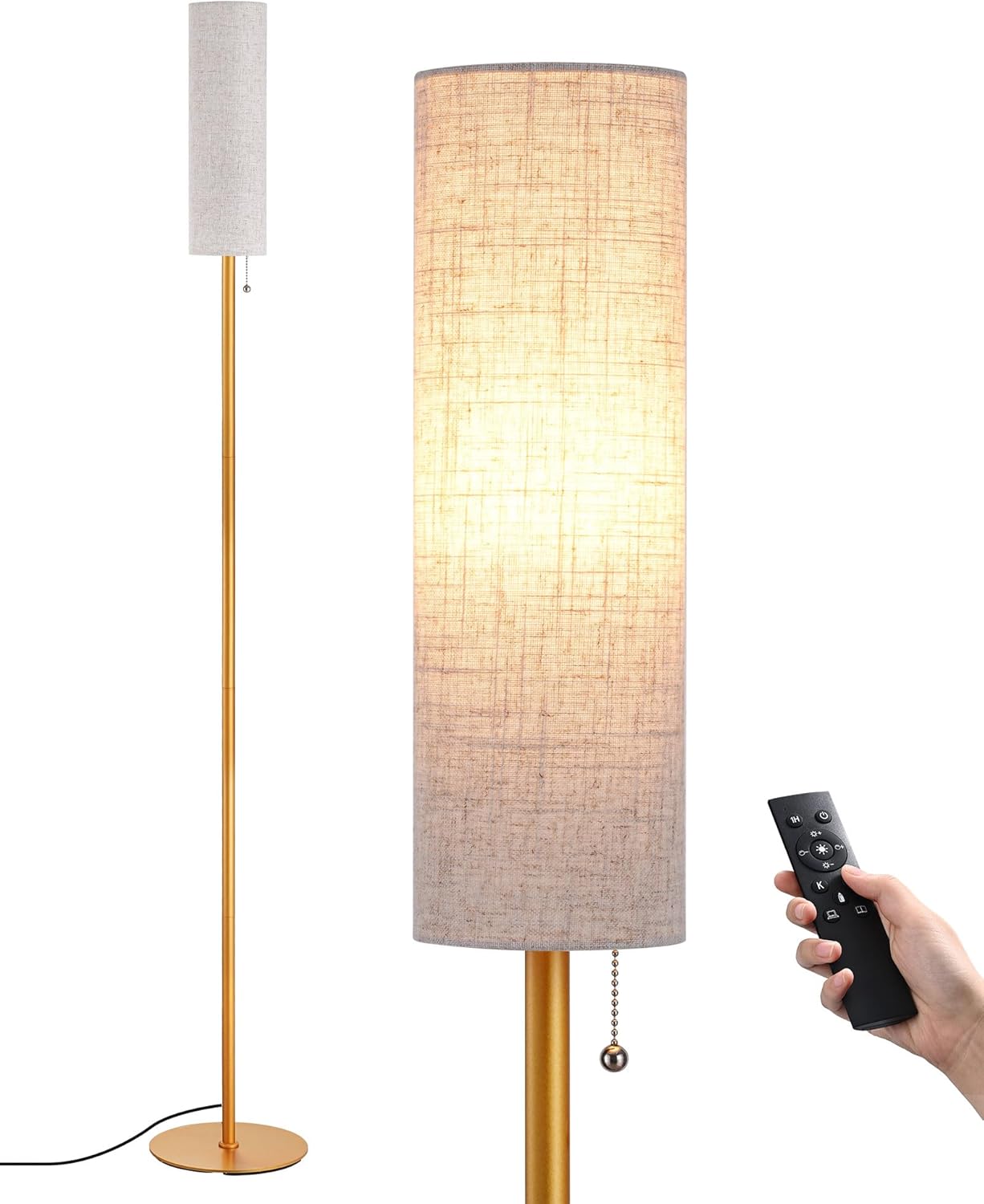 EDISHINE Floor Lamp, Standing Lamp with Rounded Linen Lampshade, Floor Lamps for...