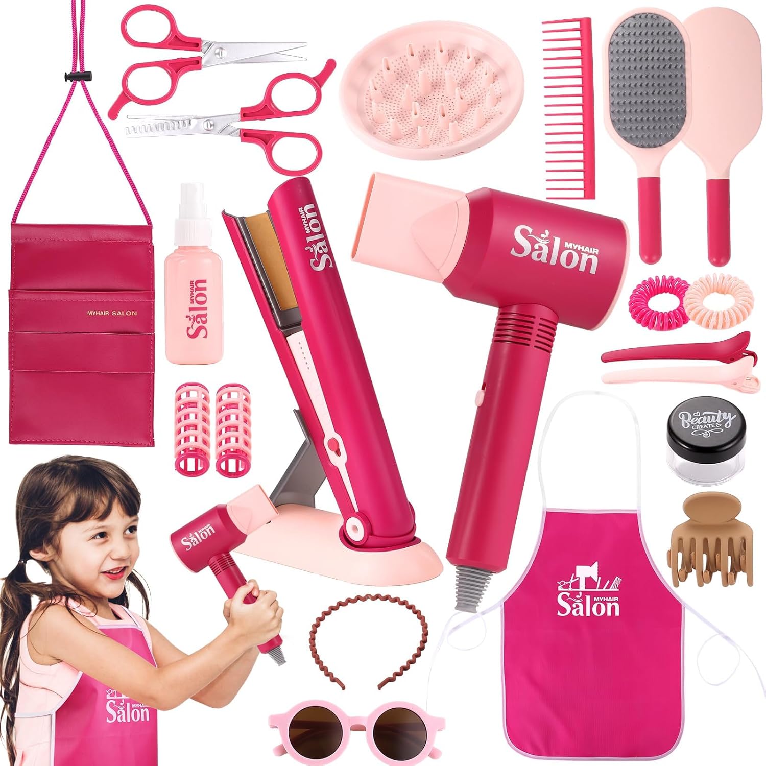 GAGAKU Kids Hairdressing Set Realistic Girl Beauty Salon Playset Hair Styling Se...