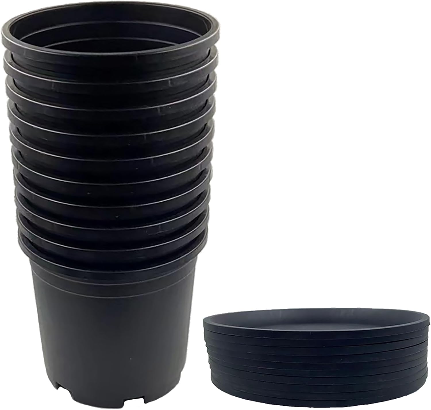 1 Gallon Pots for Plants, 10 Pack Thicken Durable Plastic Plant Nursery Pots wit...