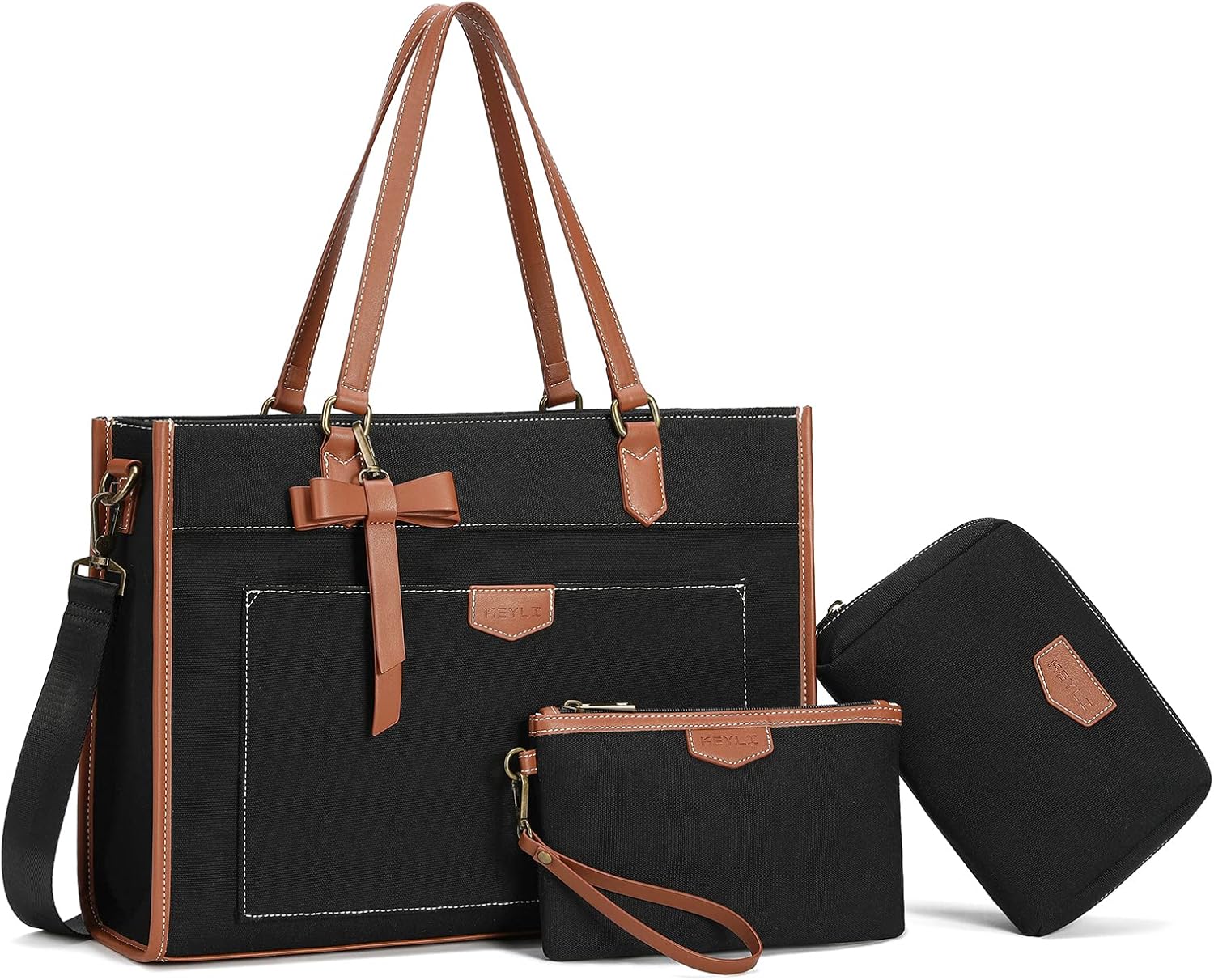 Keyli 3 PCS Laptop Bag for Women Canvas Tote Bags 15.6 inch Large Capacity Shoul...