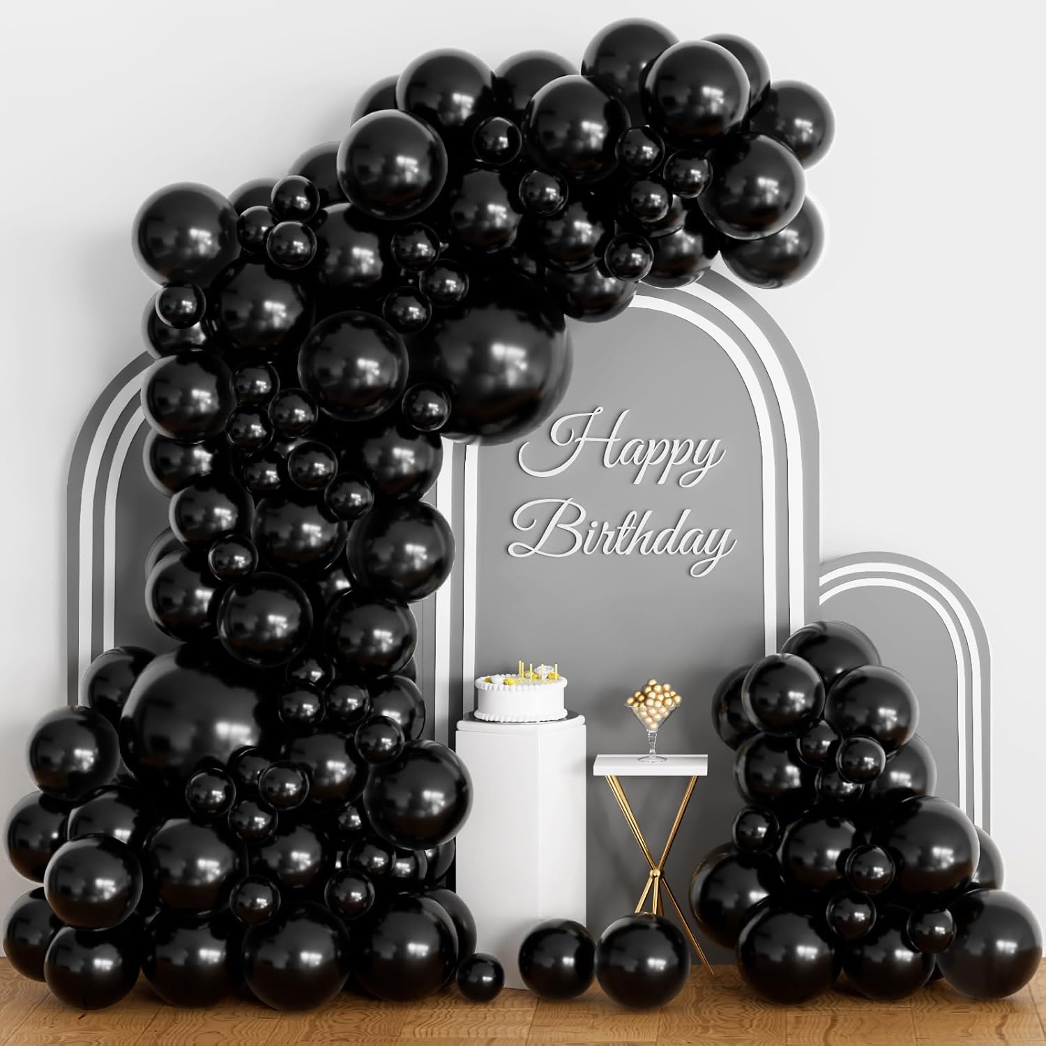 Black Balloons 102Pcs Black Balloon Arch Garland Kit 5/10/12/18 Inch Matte Black...