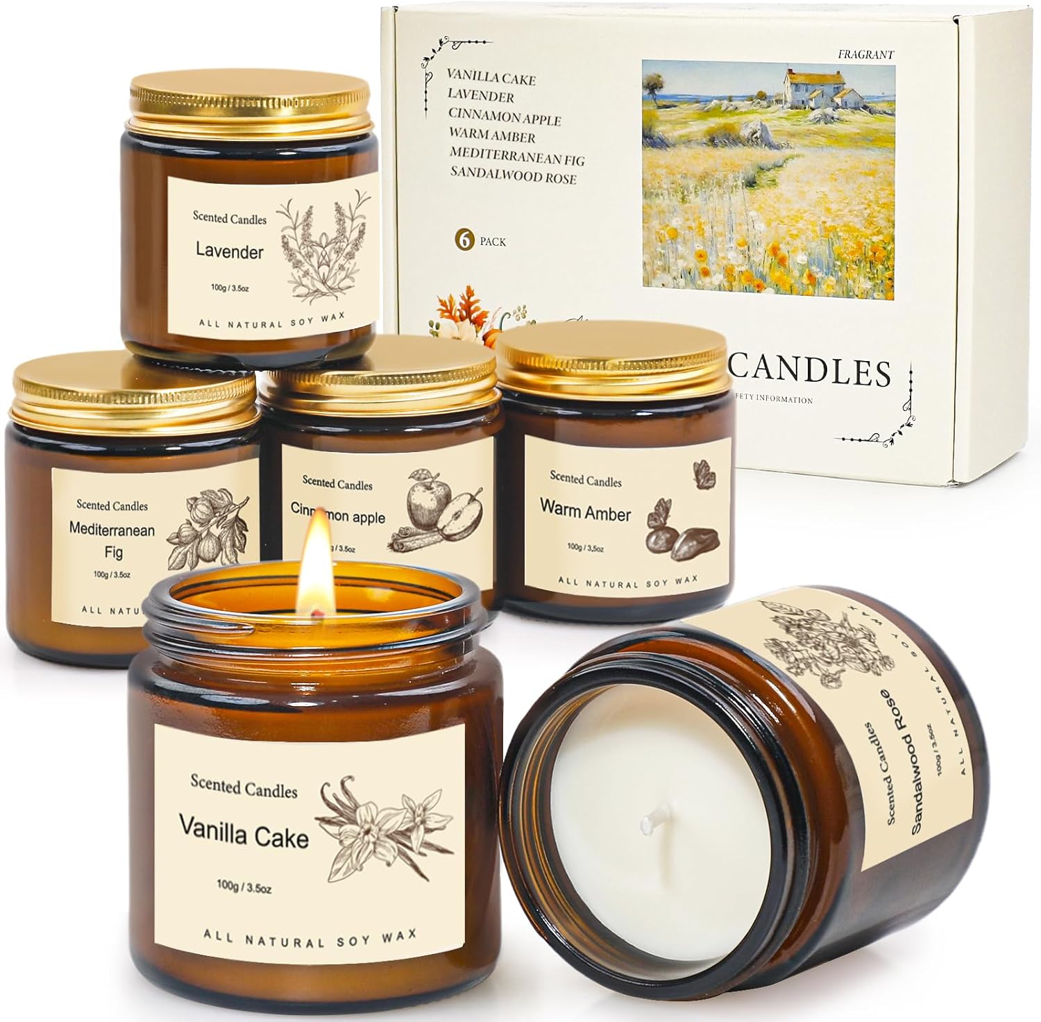 Scented Candles Gifts Set for Women Birthday,Aromatherapy Jar Candles in Glass,S...