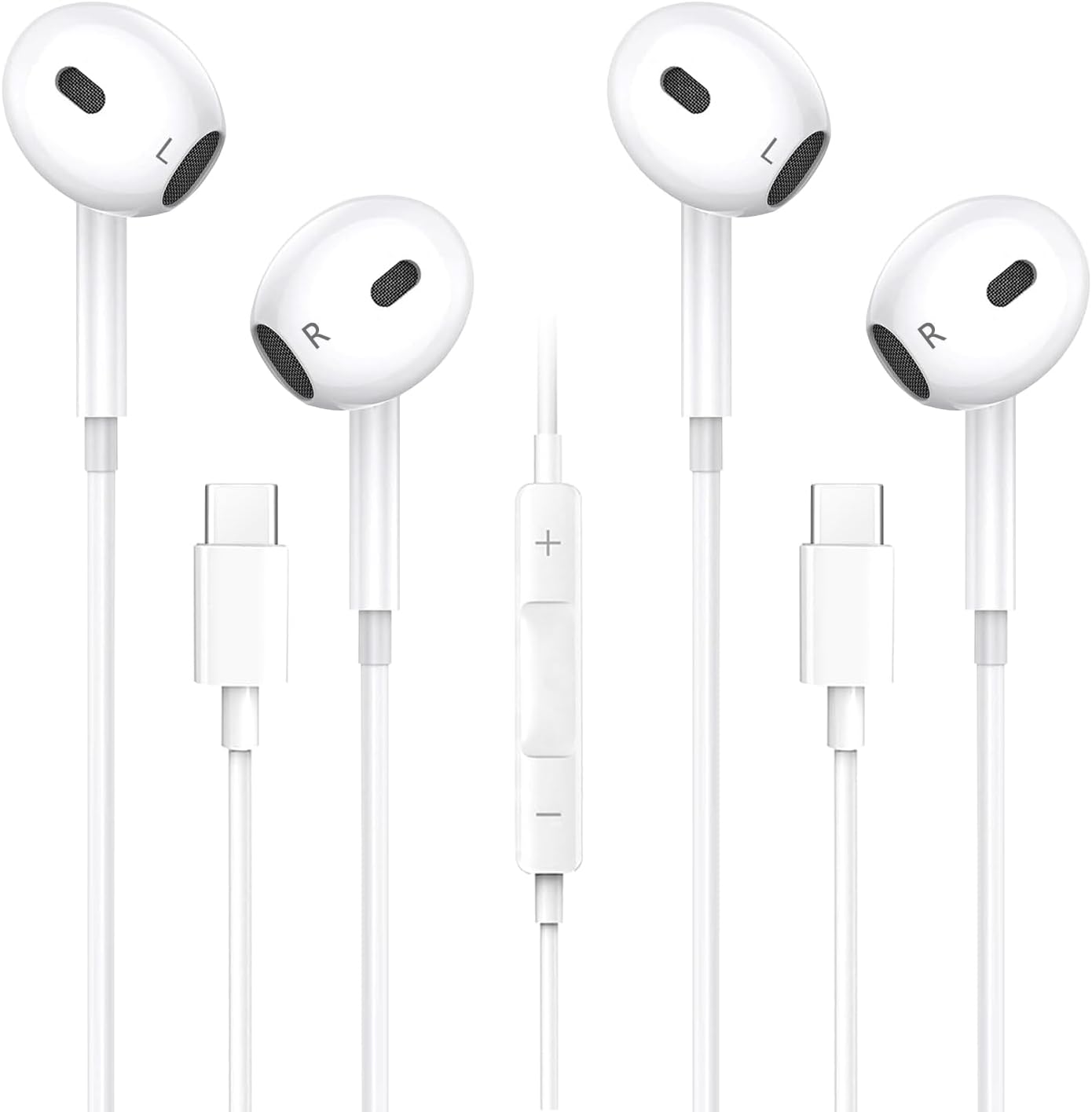 2 Pack USB C Headphones, Type C Headphones Built-In Microphone and Volume Contro...