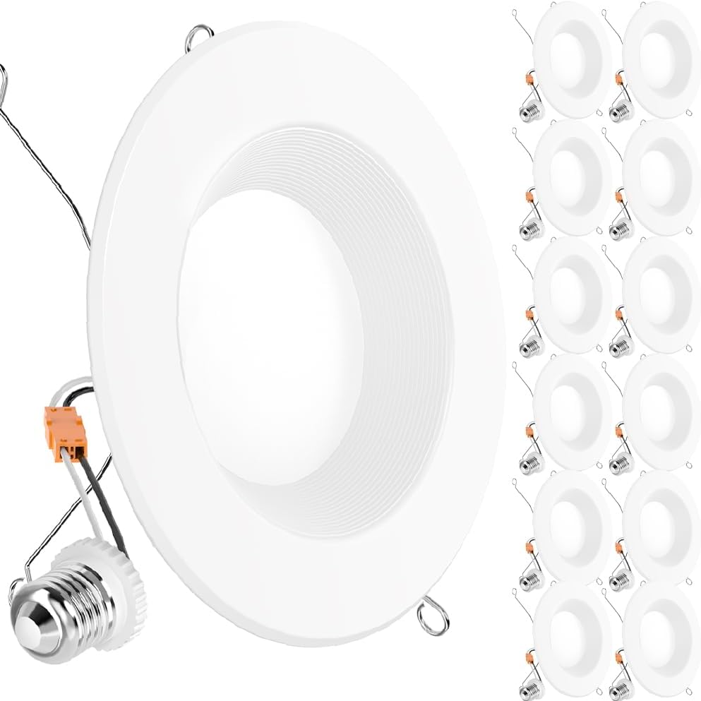 Sunco 12 Pack Retrofit LED Recessed Lighting 6 Inch, 2700K Soft White, Dimmable...