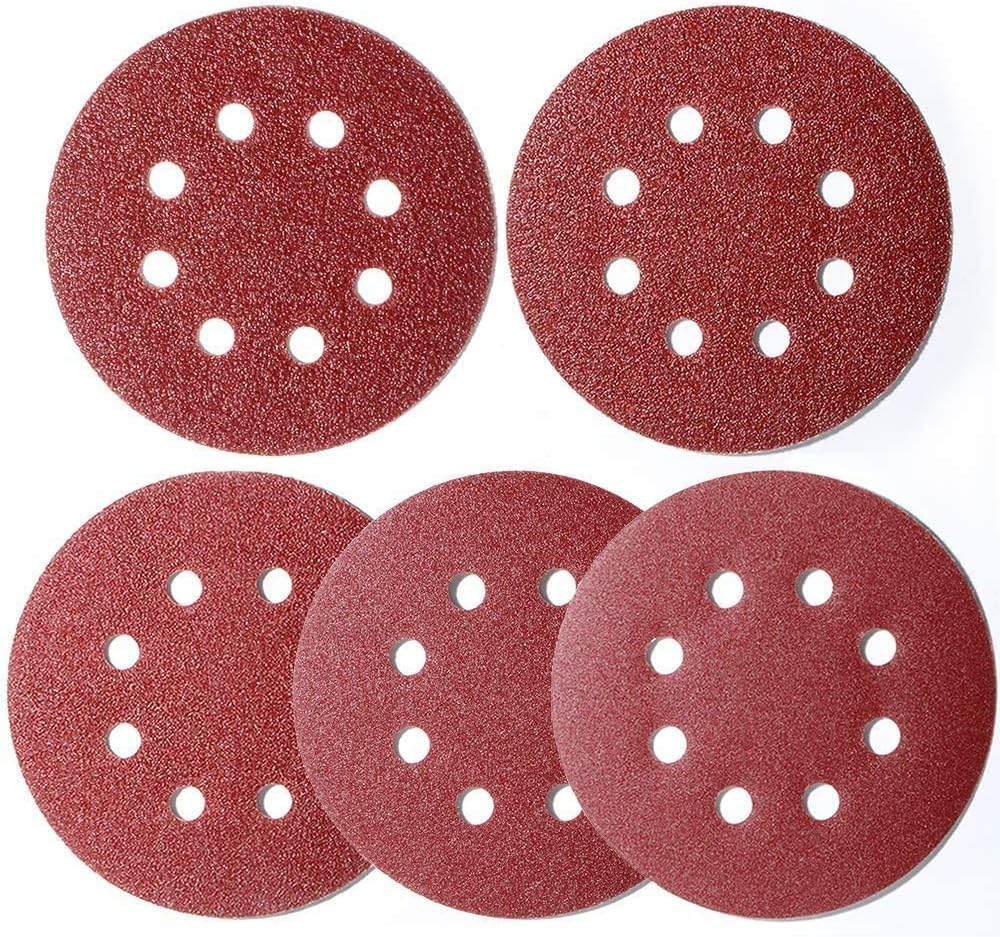 100pcs 125mm Sanding Discs, (Hook and Loop 20 x 40/60/80/120/180 Mixed Grit), 8...