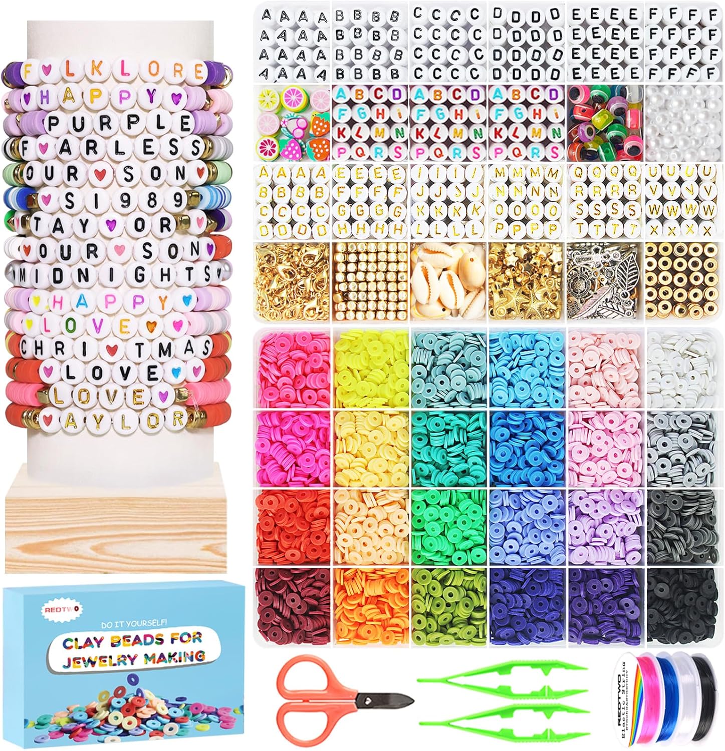 Dazhqp 7500 Pcs Clay Beads Bracelet Making Kit, 2...