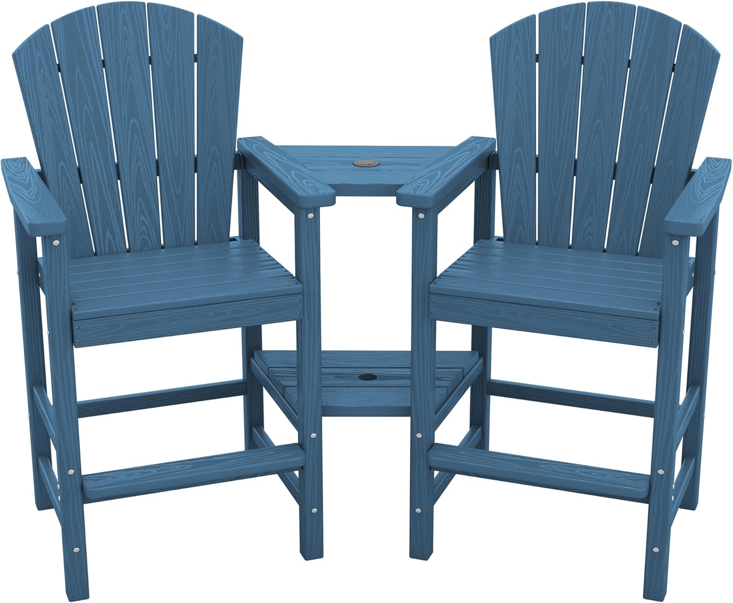 SERWALL Tall Adirondack Chairs Set of 2 with Double Layer Connecting Tray, HDPE...