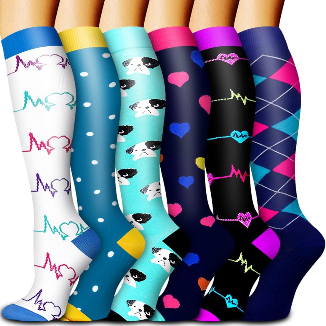 6 Pack Copper Compression Socks for Women and Men Circulation-Best Support for M...