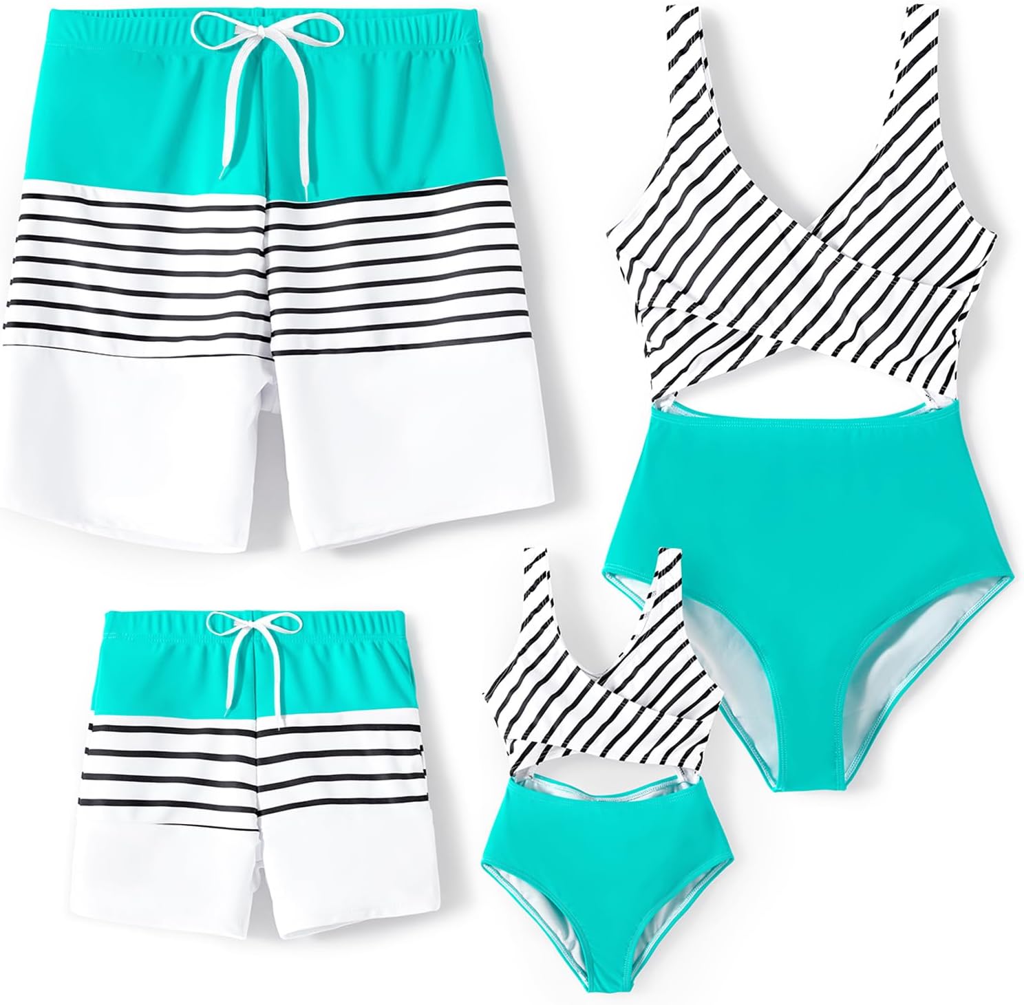 PATPAT Family Matching Swimsuits Swimwear Set for Couples Mommy and Me Striped S...
