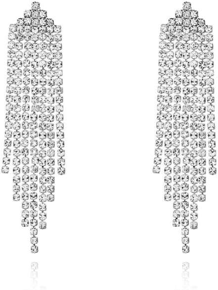 Luxval Rhinestone Earrings Dangling for Women Sparkly Silver Dangle Earrings Gir...