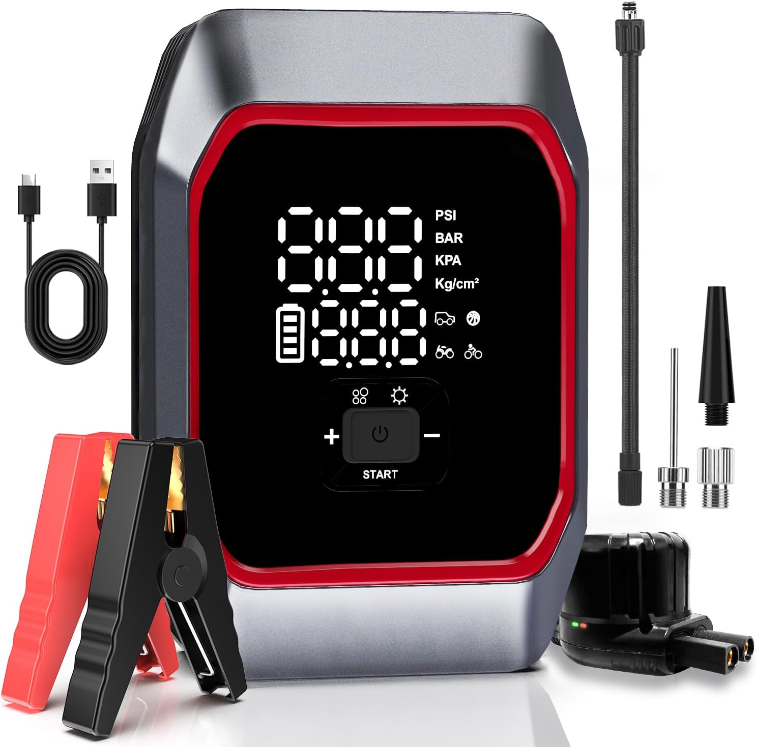 Car Jump Starter with Air Compressor, Upgraded 6000A Portable Car Battery Jumper...