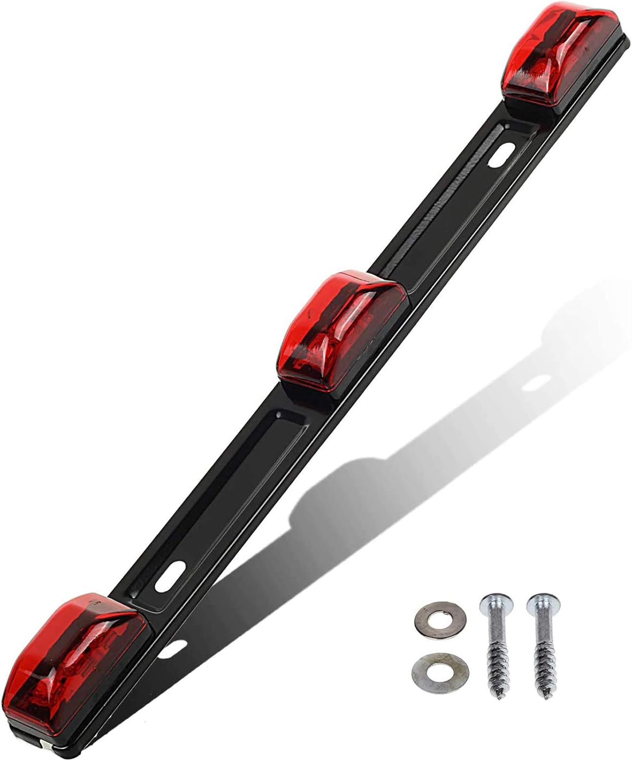 Partsam Red Clearance ID BAR Marker Light 3 Light 9 LED Trailer Sealed Stainless...