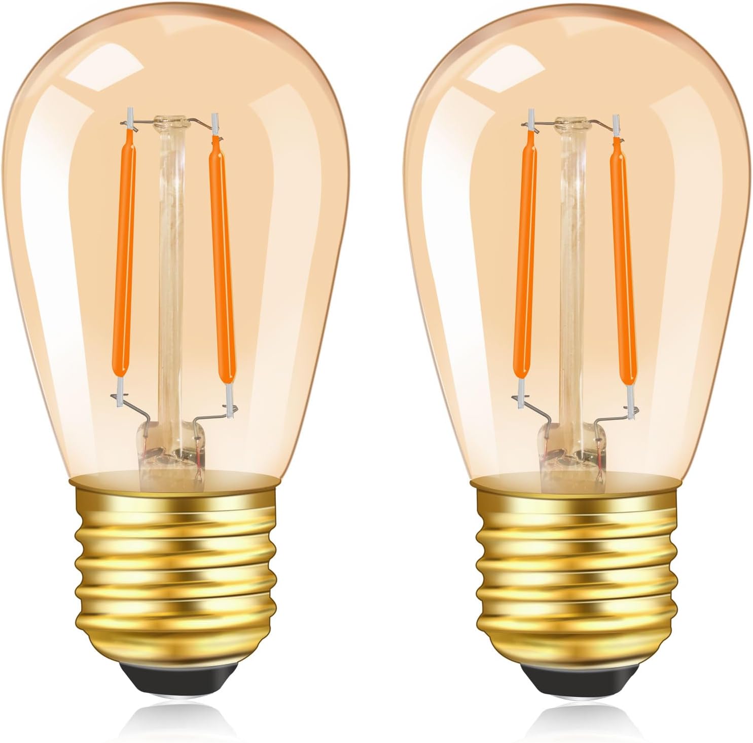 Caldarax S14 E27 Vintage Light Bulbs 1W, 10W Incandescent Bulb Equivalent, Amber...