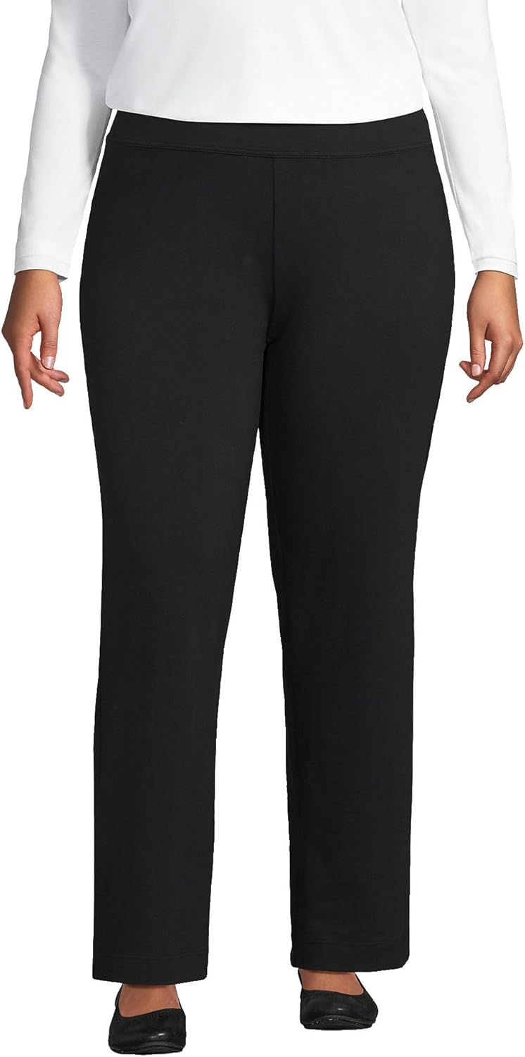 Lands' End Women's Starfish Mid Rise Straight Leg Pants Medium Black