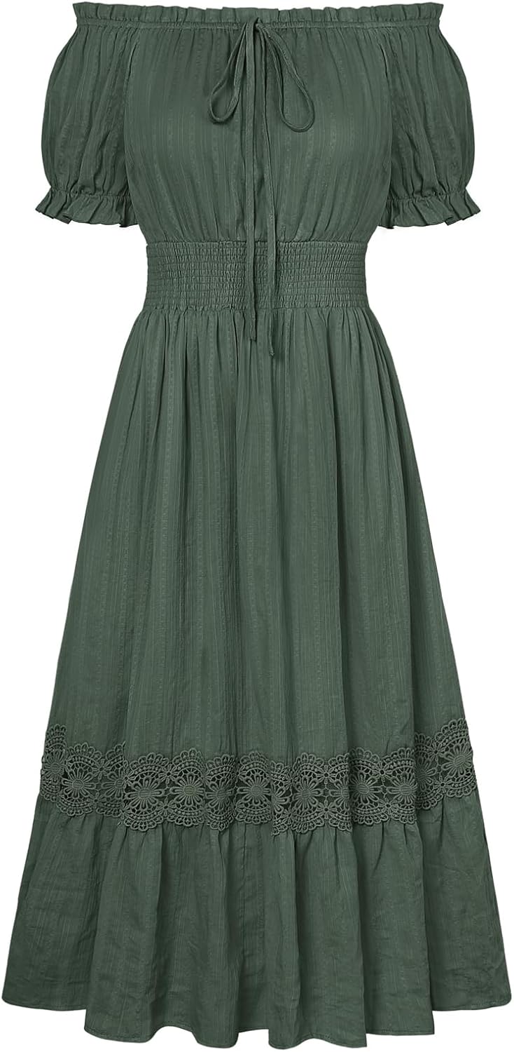 Scarlet Darkness Renaissance Dress for Women Embroidered Long Cottagecore Dresse...