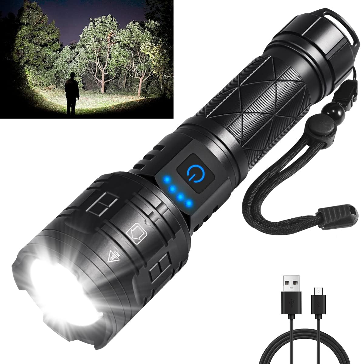 Rechargeable Flashlights High Lumens, 990000LM Powerful Tactical Flashlights, 5...