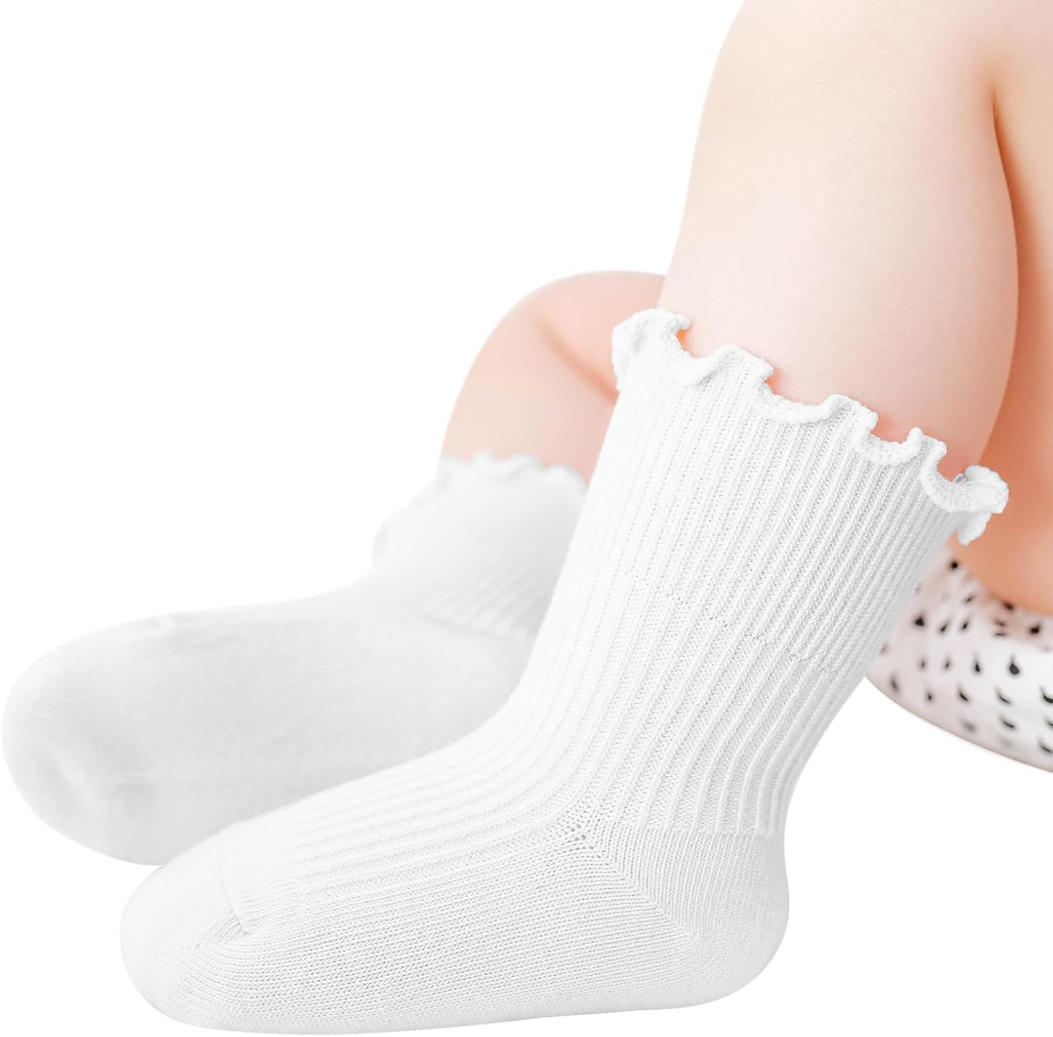 Witwot 6 Pairs Baby Girls Ruffles Ankle Socks Toddler Boys Dress Sock Soft Cotto...