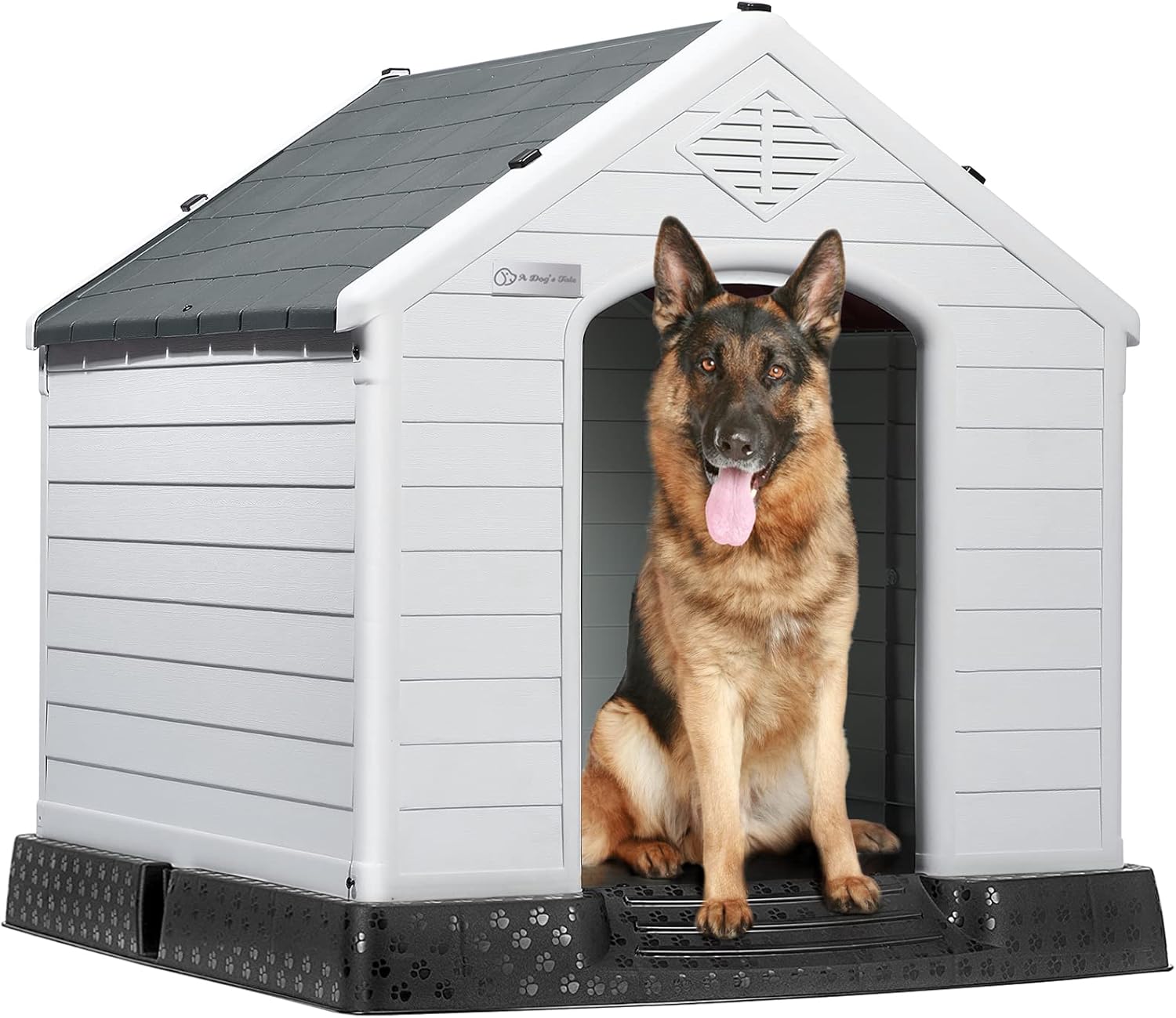 LEMBERI Durable Waterproof Plastic Dog House for Small to Large Sized Dogs, Indo...