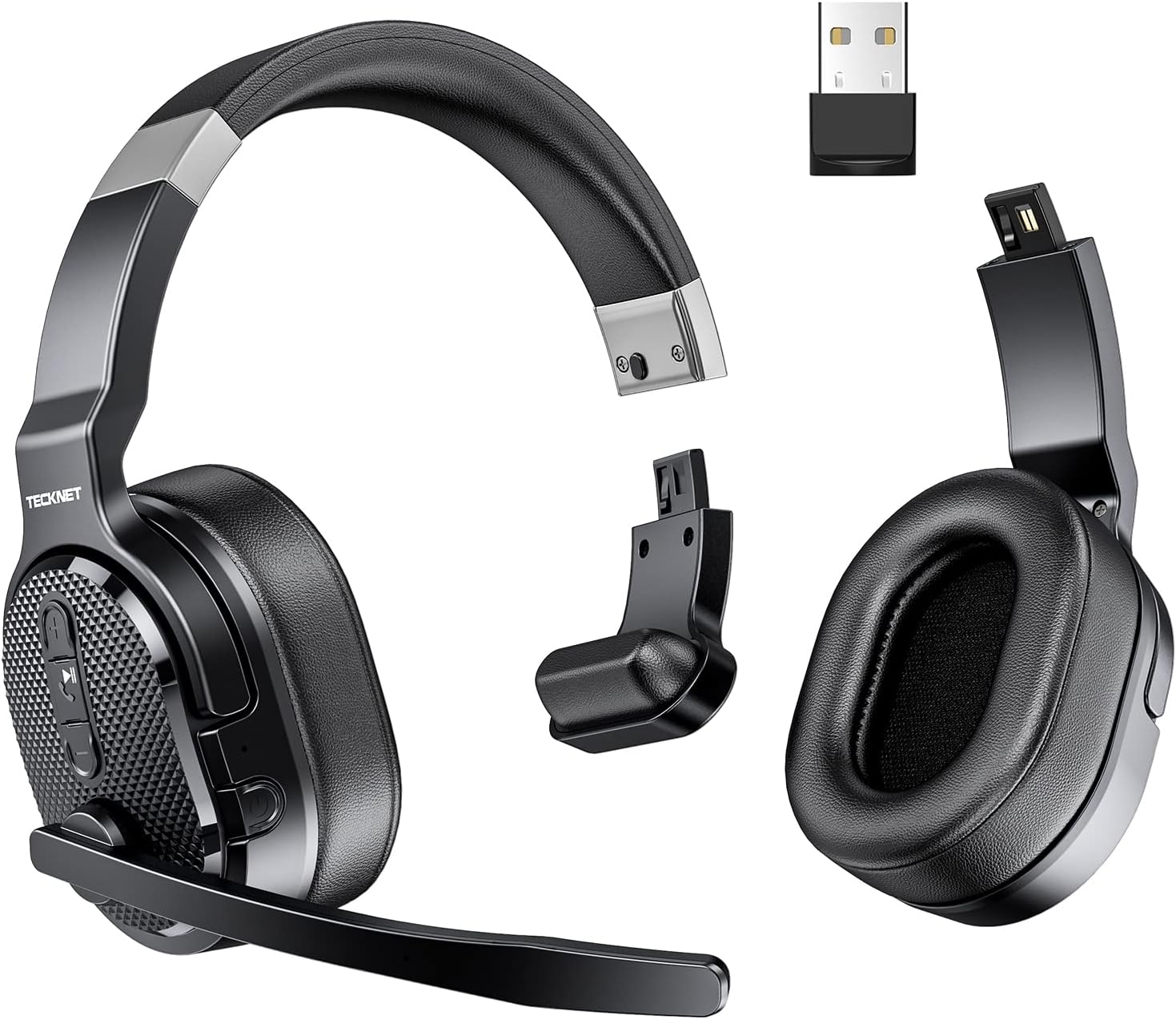 TECKNET Bluetooth Trucker Headset, Single and Dual Ear Wireless Headset with Mic...