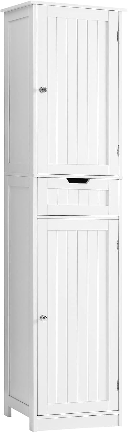 Iwell Tall Bathroom Storage Cabinet, Bathroom Cabinet with 2 Doors & 1 Drawer, S...