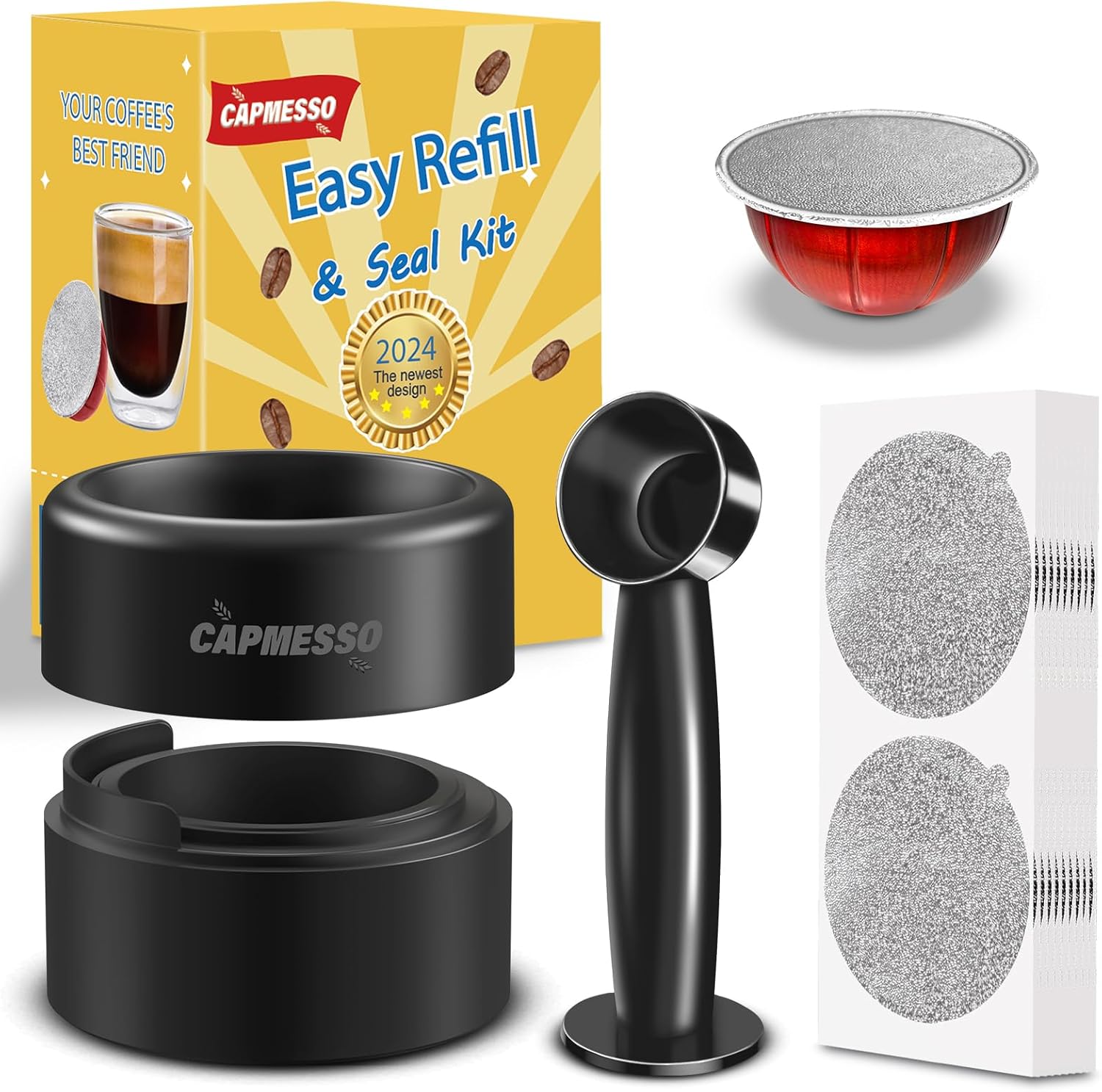 CAPMESSO Reusable Vertuo Pod Refill Kit, Faster Seal Reusable Nespresso Vertuo P...