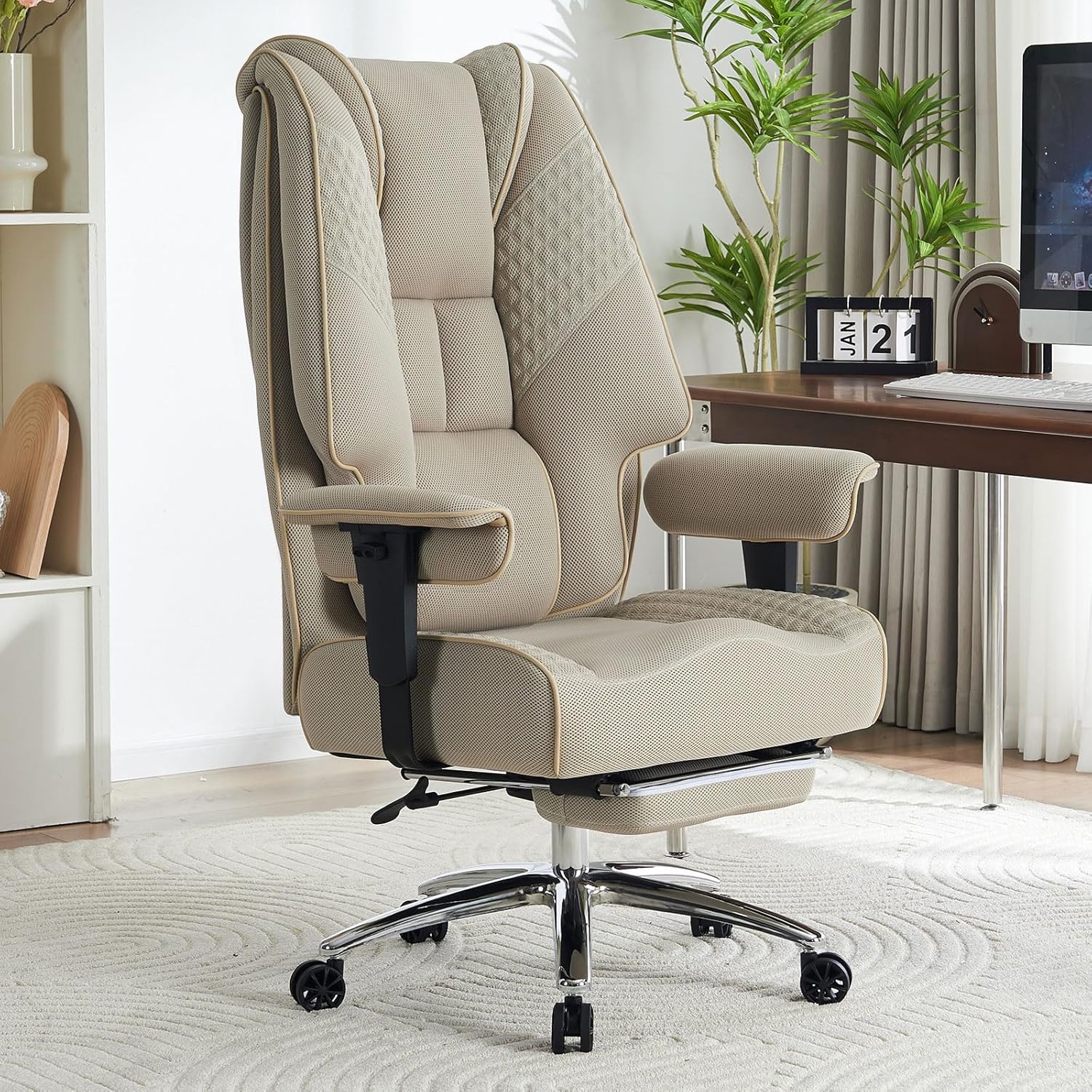 Big and Tall Office Chair 400lbs Wide Seat, Mesh High Back Executive Office Chai...