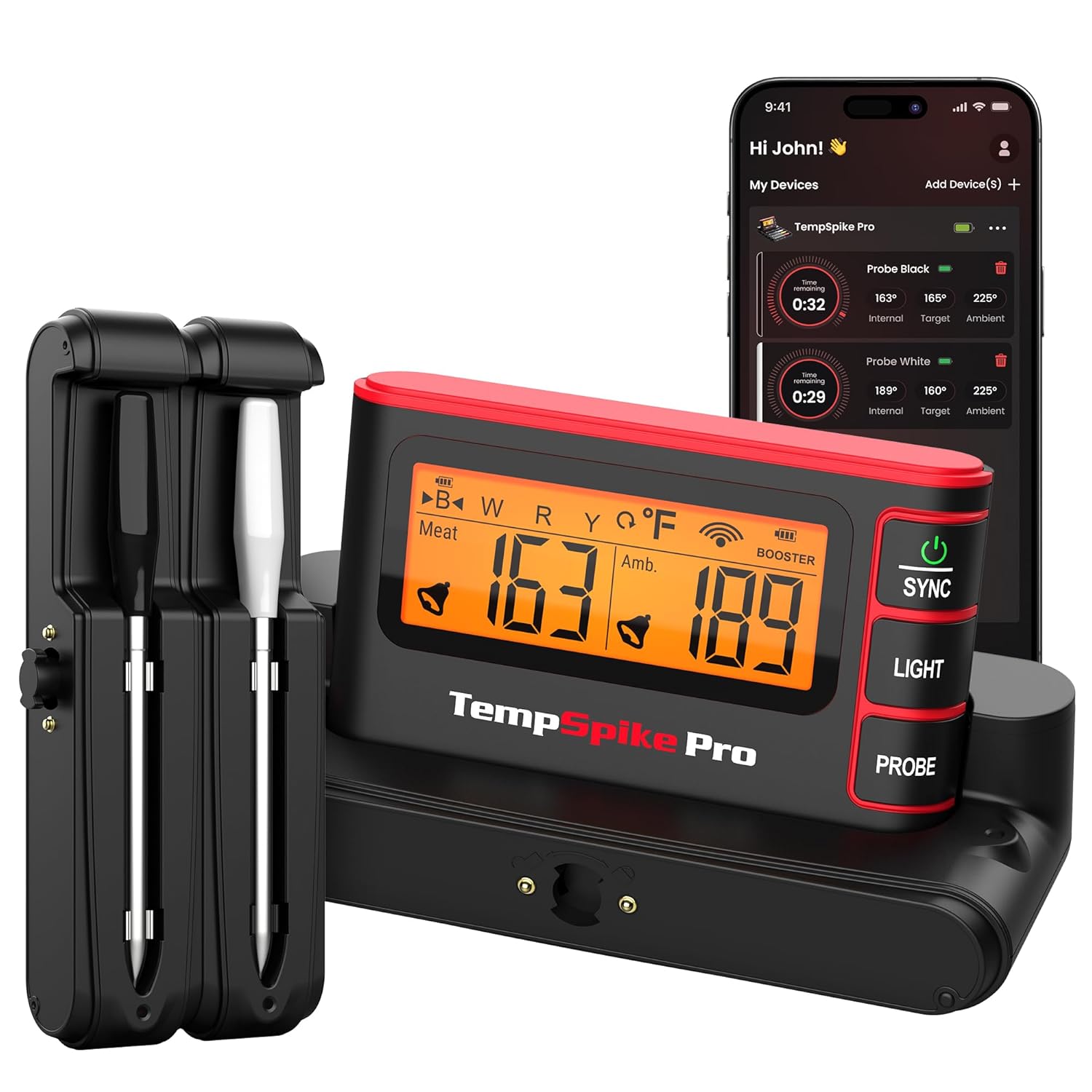ThermoPro WiFi Bluetooth Wireless Meat Thermometer Digital, Unlimited Range,Deta...