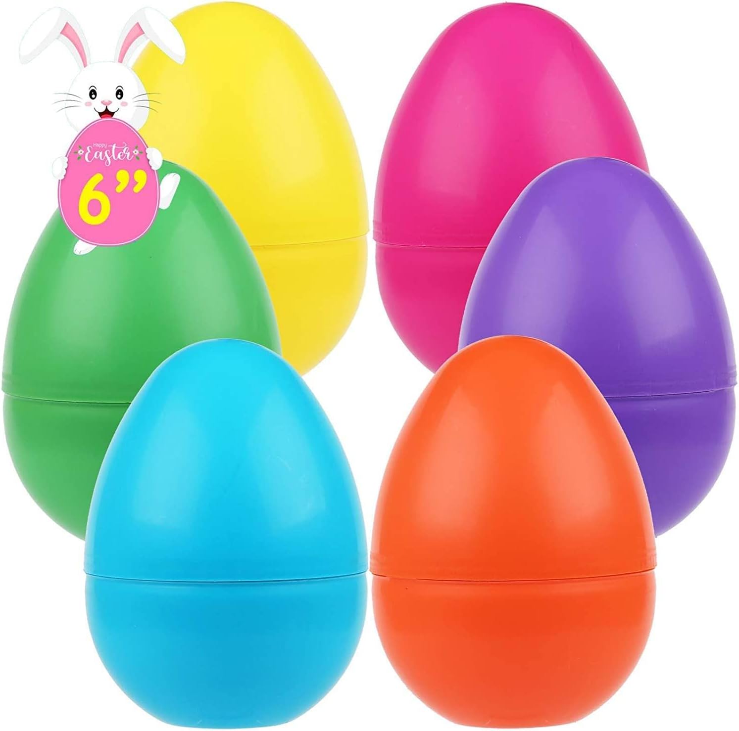 NEWBEA 12 Pcs Jumbo Easter Eggs, Fillable Plastic Easter Eggs Bright Color for E...