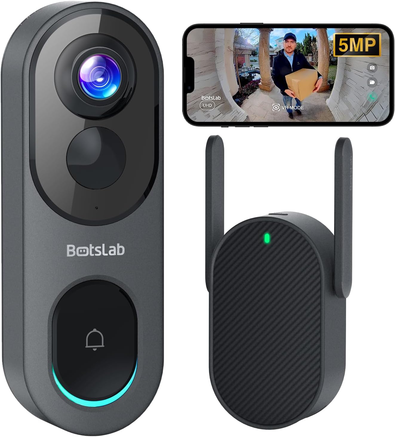Video Doorbell Camera,No Monthly Fee,5MP Wireless Doorbell Camera,Head-to-Toe&18...