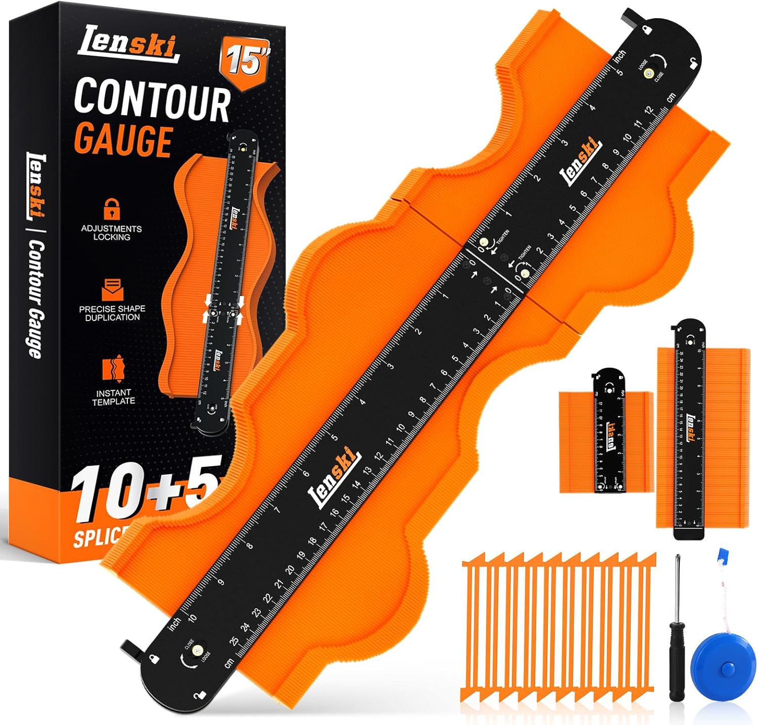Lenski Contour Gauge Tool With Lock 10+5 Inche, Super Gauge Shape and Outline To...