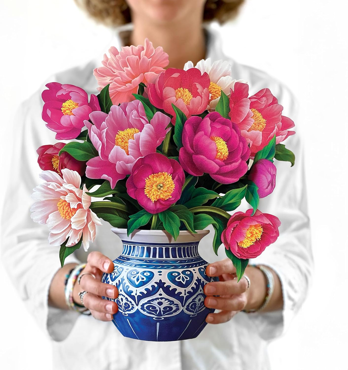 Freshcut Paper Pop Up Cards, Peony Paradise 12 inch Paper Flower Bouquet Greetin...