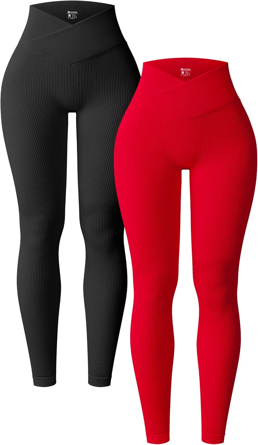 OQQ Women's 2 Piece Yoga Leggings Ribbed Seamless Workout High Waist Cross Over...