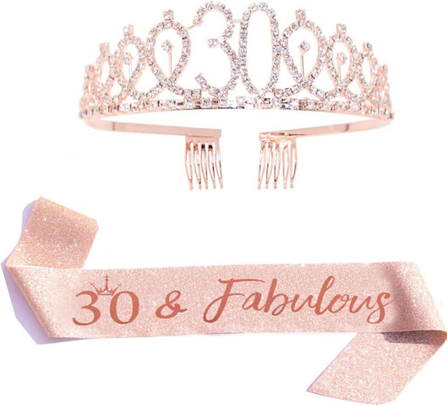 Leixi 30 and Fabulous Sash & Rhinestone Tiara Set - 30th Birthday Gifts Birthday...