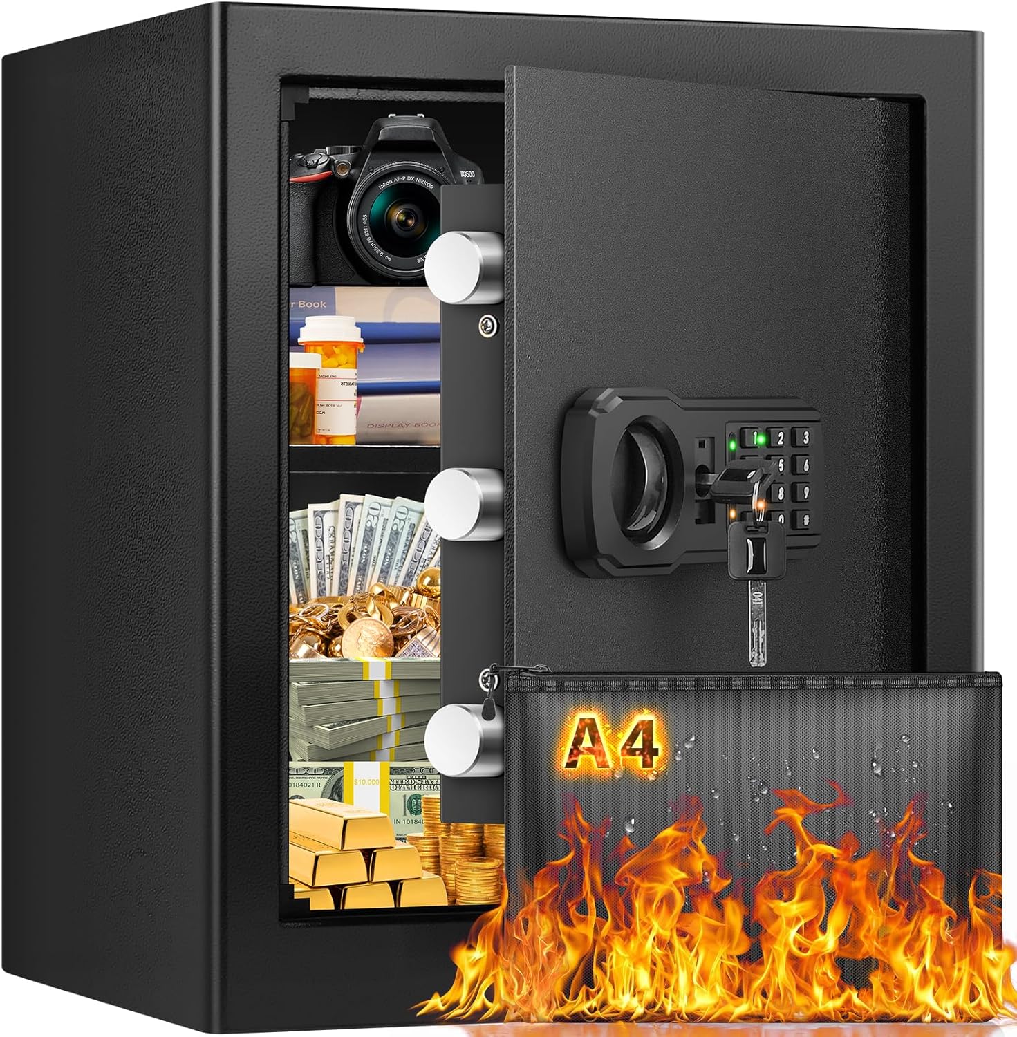 2.5 Cu ft Large Fire proof Safe Box for HOME USE, Digital Security Box with Comb...