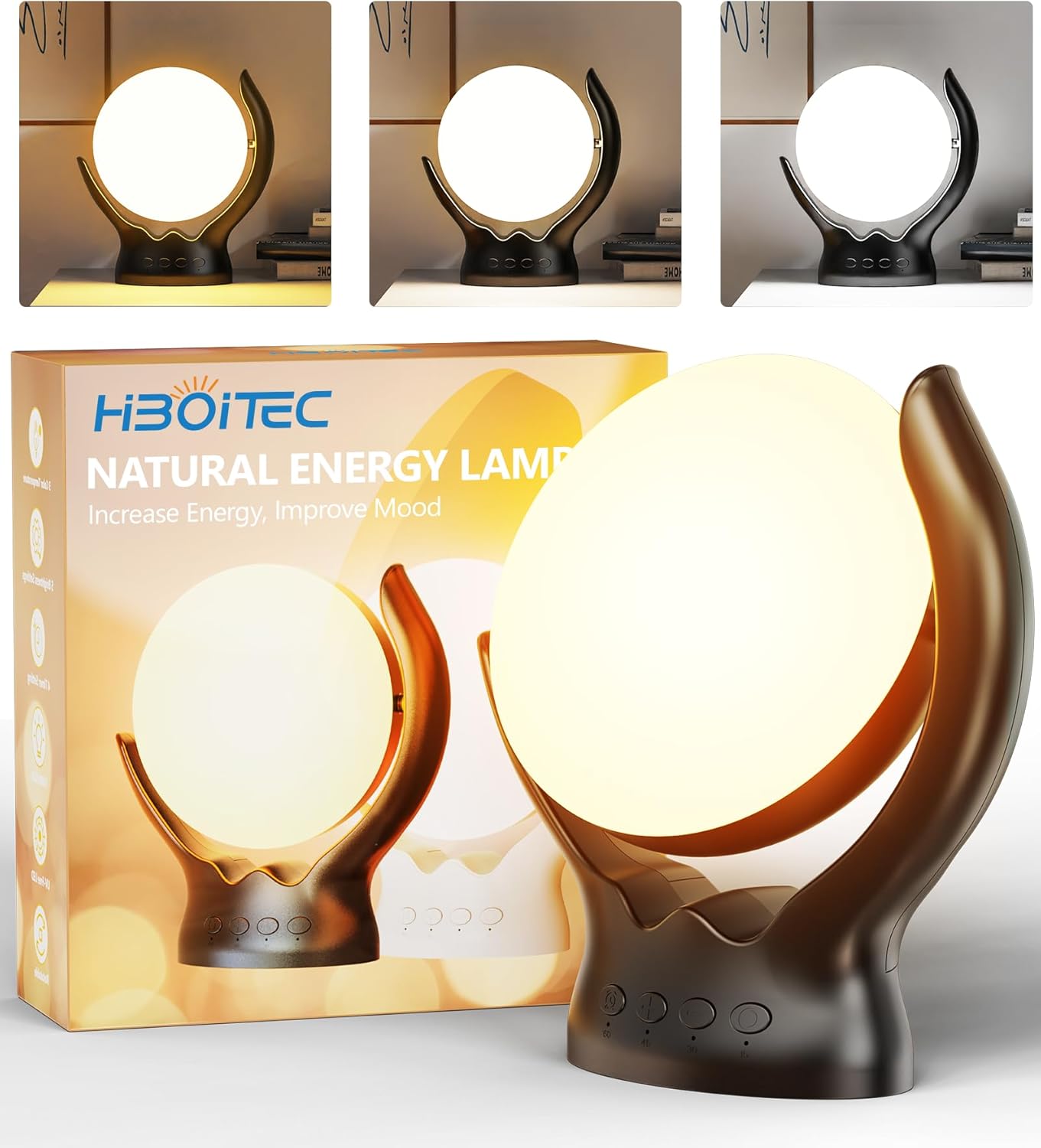 HIBOITEC Light Therapy Lamp, UV-Free 10000 Lux Therapy Light, Rotatable Sunlight...