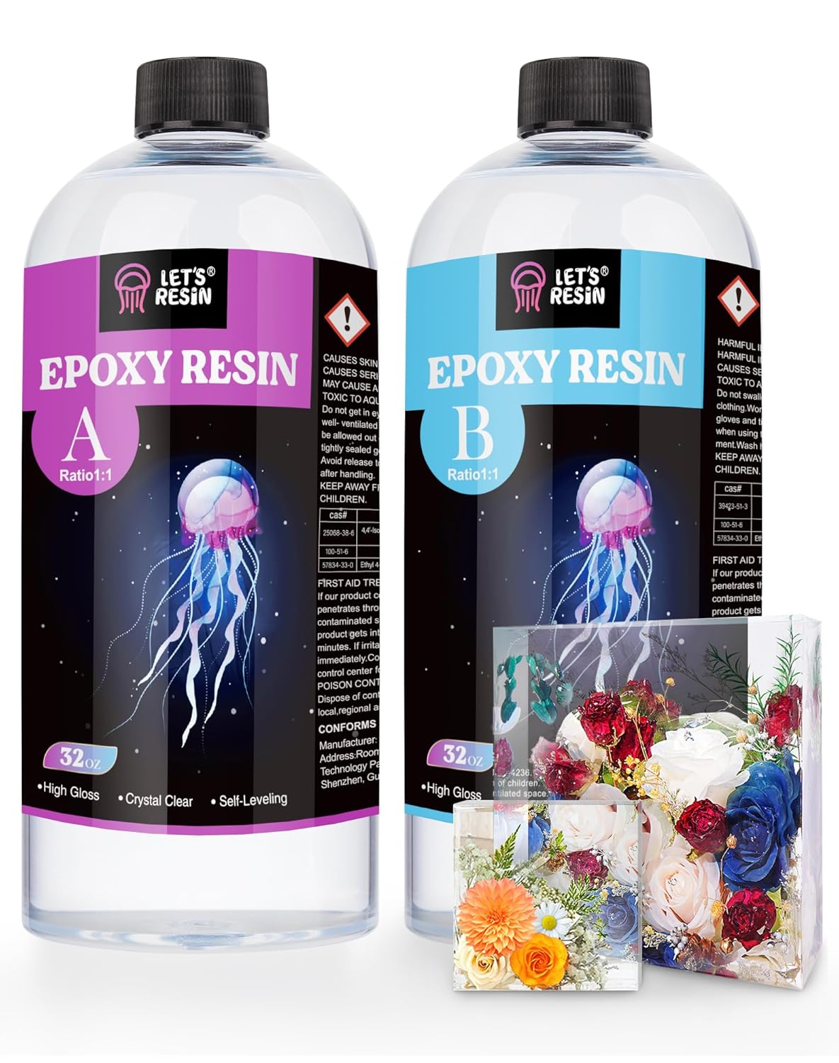 LET'S RESIN 1/2 Gallon Casting Epoxy Resin,Bubble Free & Crystal Clear Epoxy Kit...