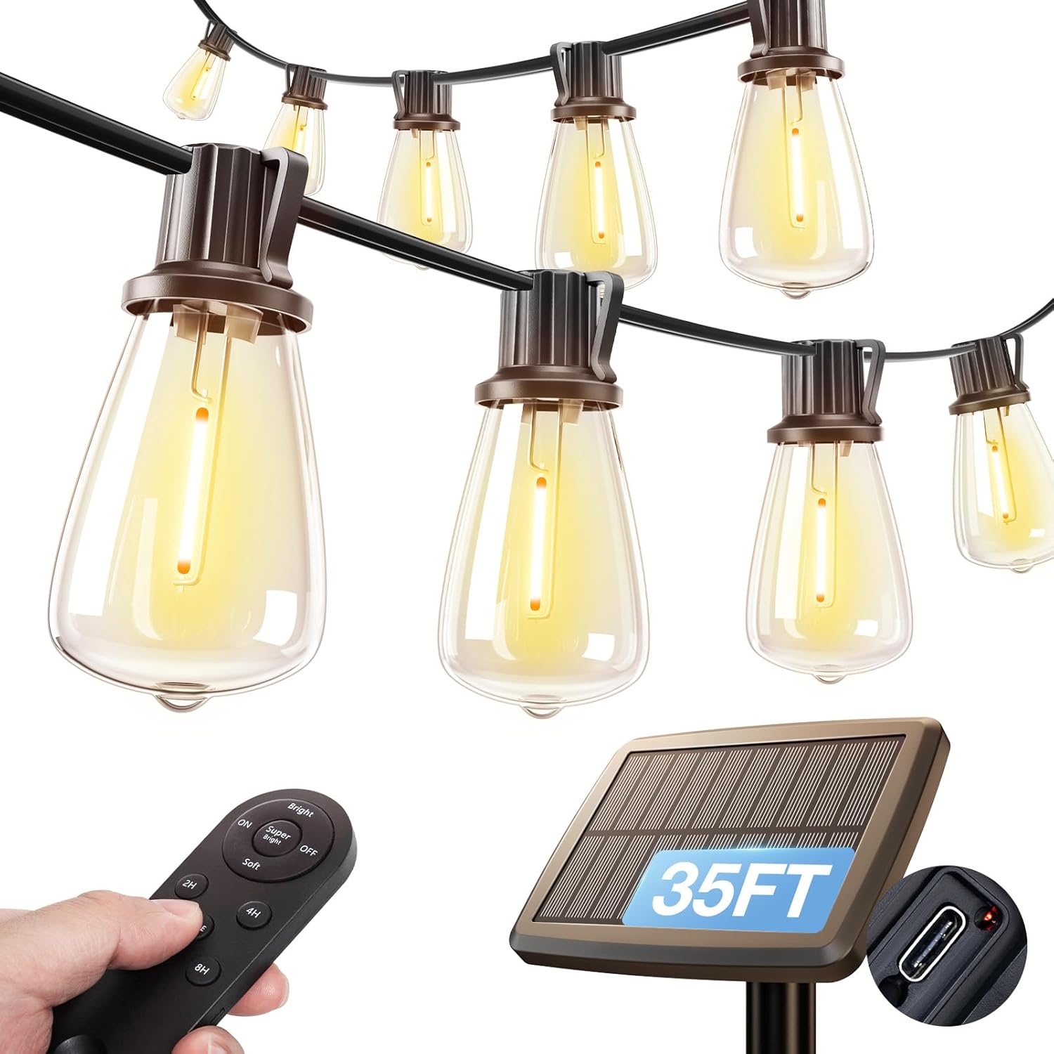 addlon 35FT Solar String Lights Outdoor, Waterproof Solar Powered Outdoor Lights...