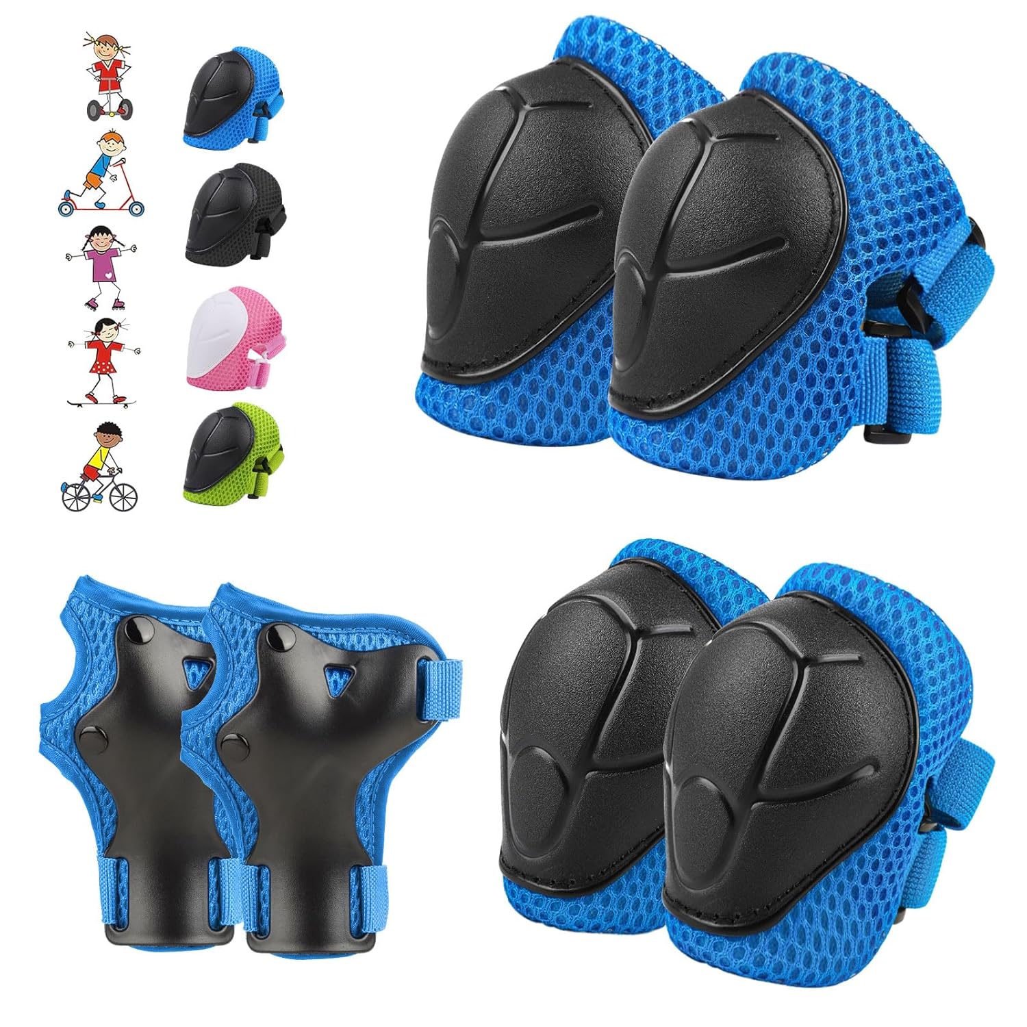 6PCS Kids Protective Gear Set, Knee Pads for Kids 3-10 Years Old, Toddler Elbow...
