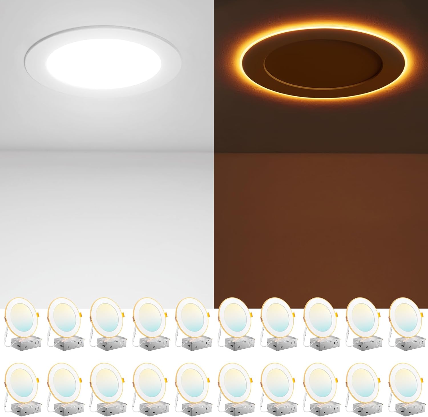 Amico 20 Pack 6 Inch 5CCT LED Recessed Ceiling Lig...