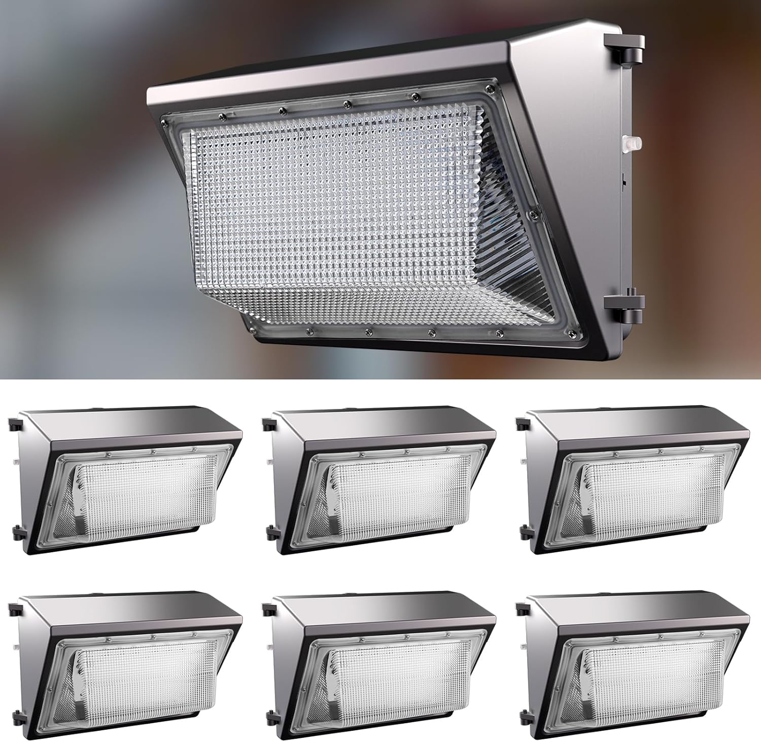 Lightdot 6Pack 200W LED Wall Pack Lights, 100-277v Dusk to Dawn Smart Photocell,...