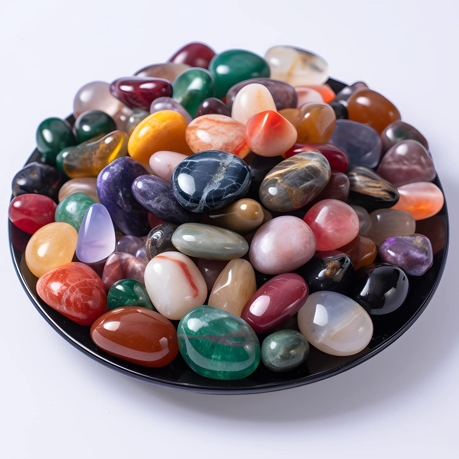 Polished Multicolor Healing Crystal Stone Set, 72 Pcs, 0.5" Handpicked Tumbled S...